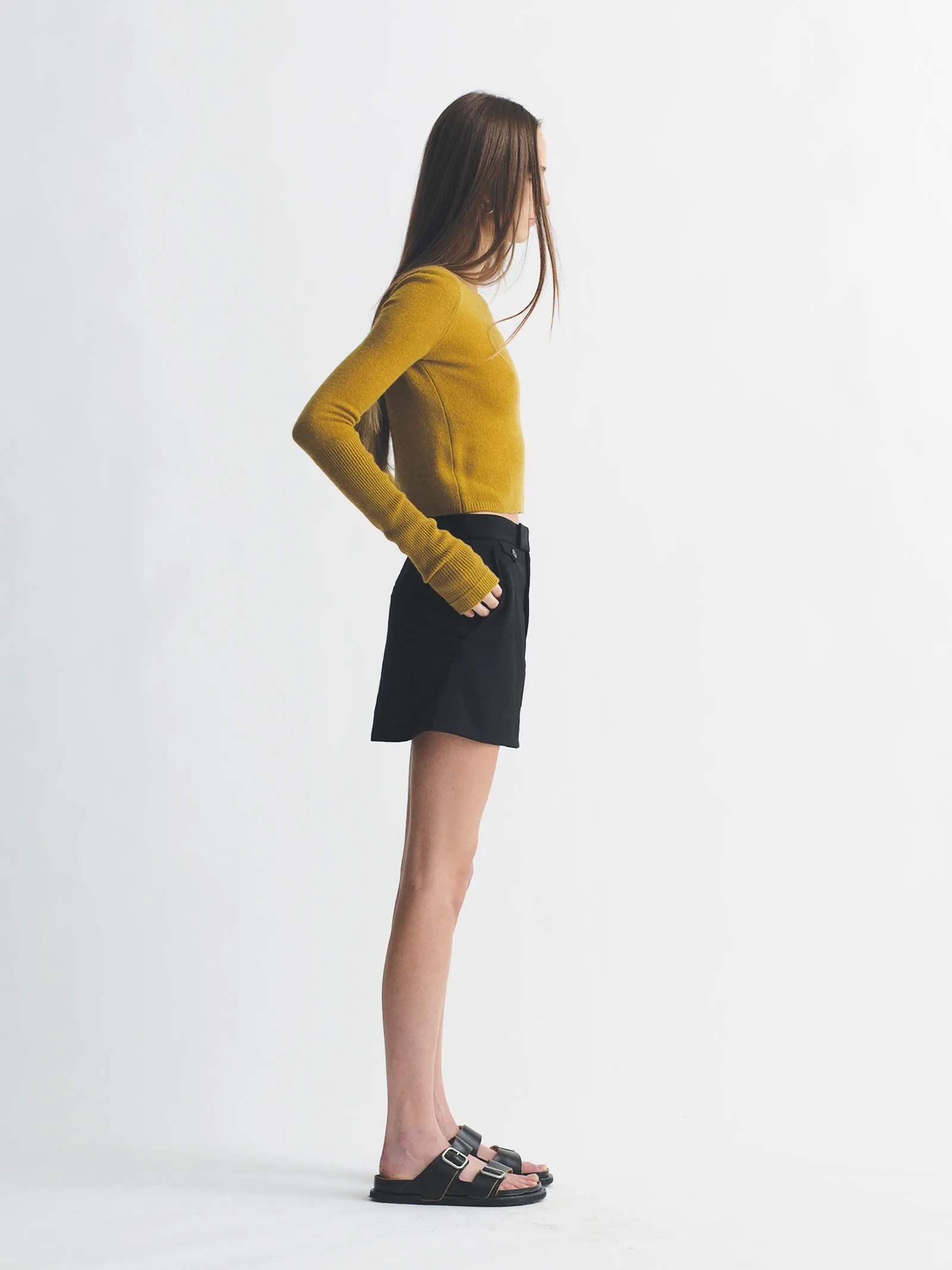 Open Stitch Cashmere Crew in Mustard sold by MARIA McMANUS product image thumbnail 2