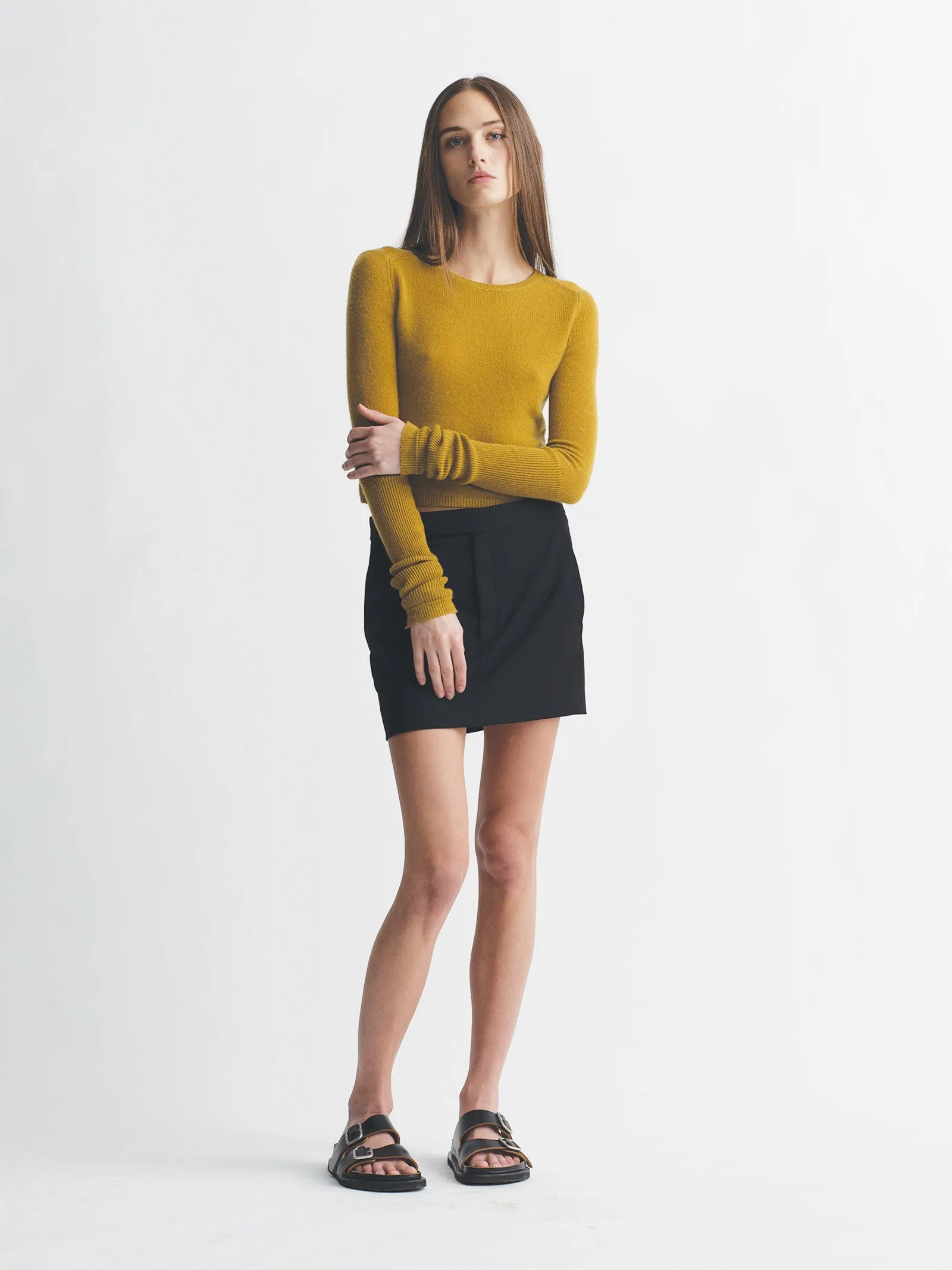 Open Stitch Cashmere Crew in Mustard sold by MARIA McMANUS product image thumbnail 4
