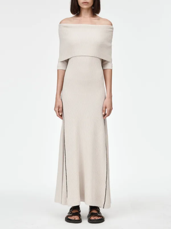Cape Godet Dress in Crema made by MARIA McMANUS