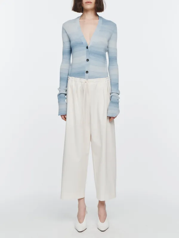 Featherweight Slim Cardigan in Space Dye Blue sold by MARIA McMANUS