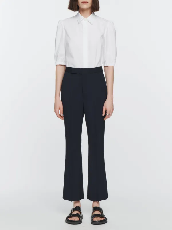 High Waisted Crop Trouser in Midnight Navy sold by MARIA McMANUS