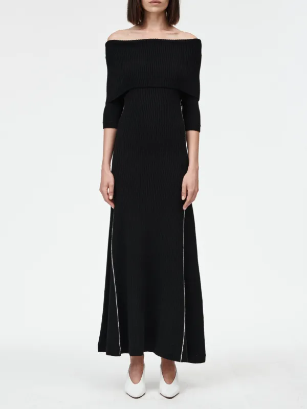 Cape Godet Dress in Black made by MARIA McMANUS