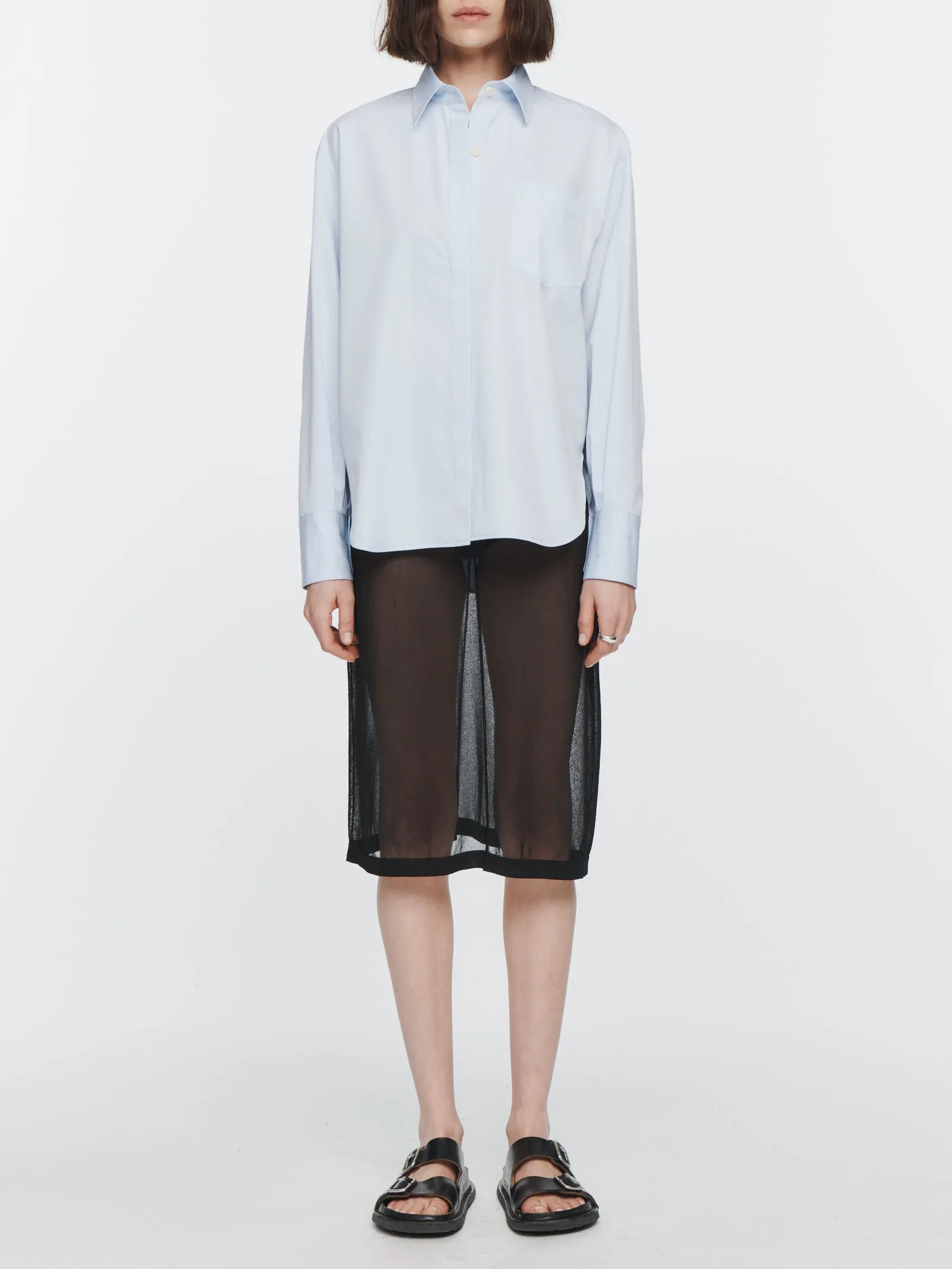 Oversized Covered Placket Shirt in Periwinkle sold by MARIA McMANUS