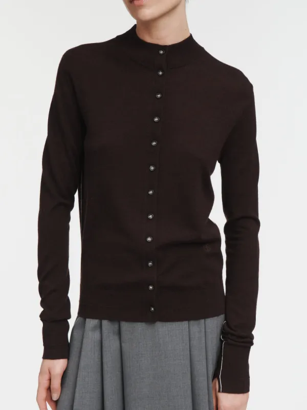 Tiny Button Cardigan in Espresso made by MARIA McMANUS