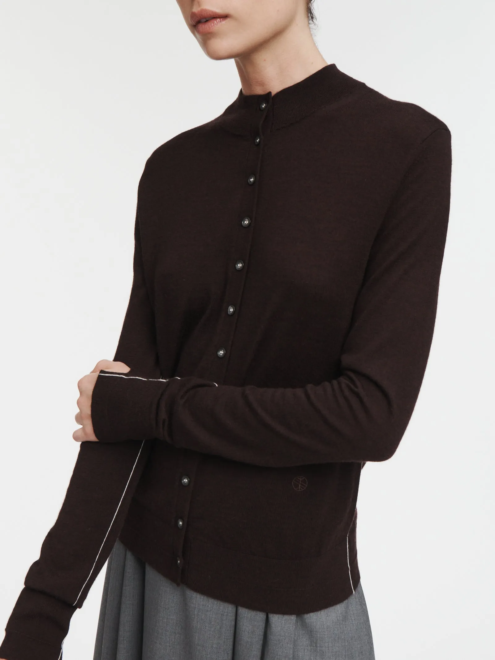 Tiny Button Cardigan in Espresso sold by MARIA McMANUS product image thumbnail 5