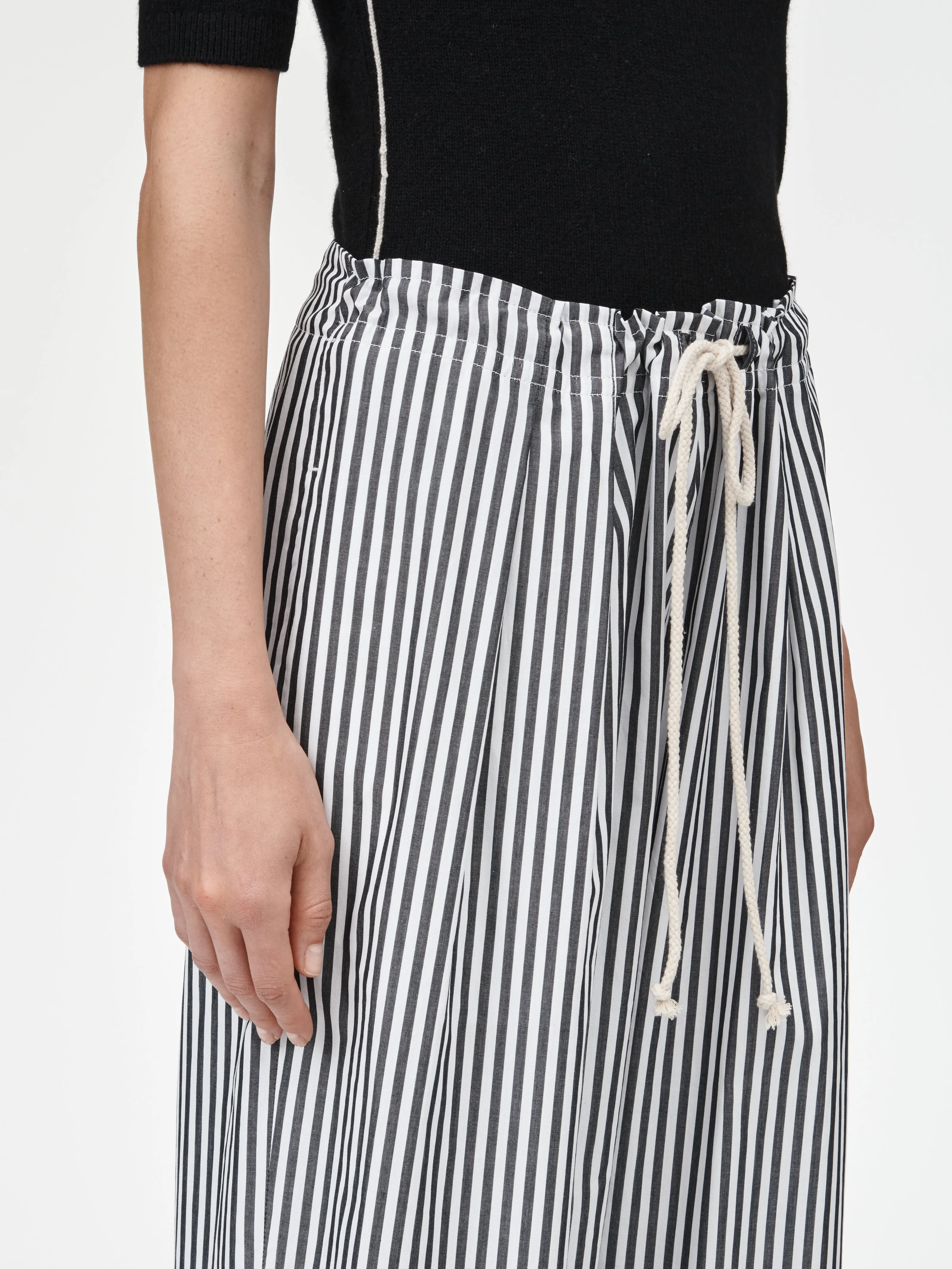 Crop Drawstring Pleat Front Pant in Black & White Stripe sold by MARIA McMANUS product image thumbnail 3