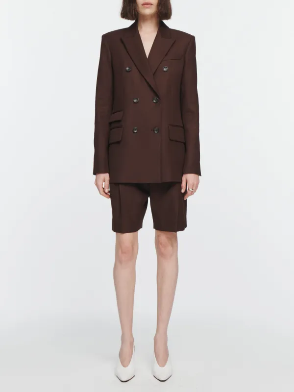 Billiet Double Breasted Blazer in Bitter Chocolate sold by MARIA McMANUS