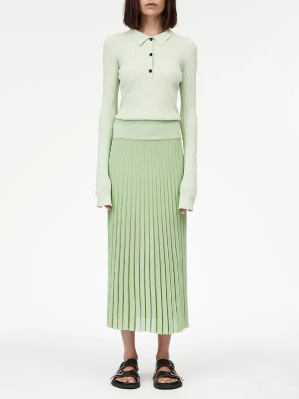 Sheer Pleat Skirt in Aegean Green sold by MARIA McMANUS