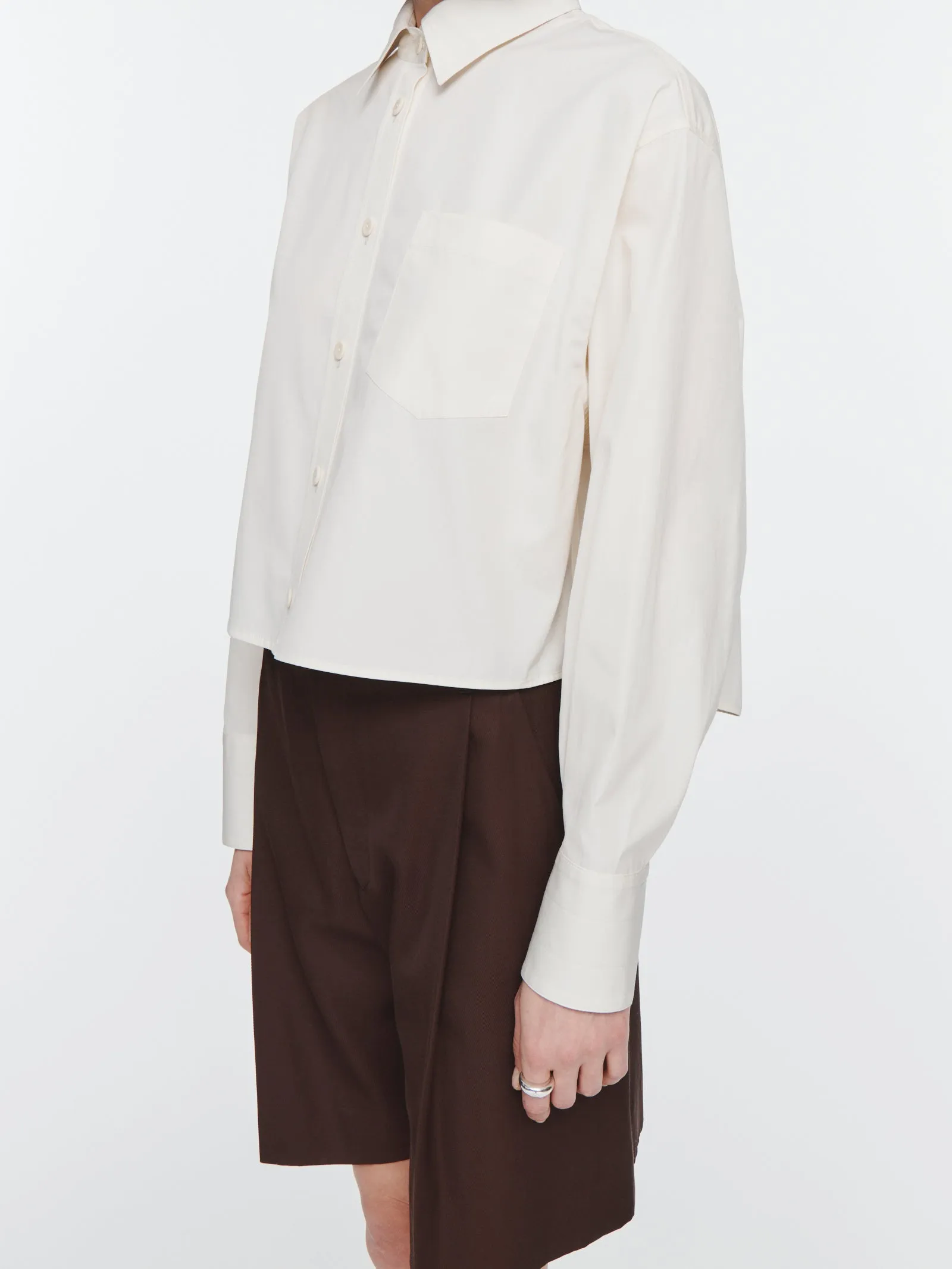 Cropped Oversized Shirt in White sold by MARIA McMANUS