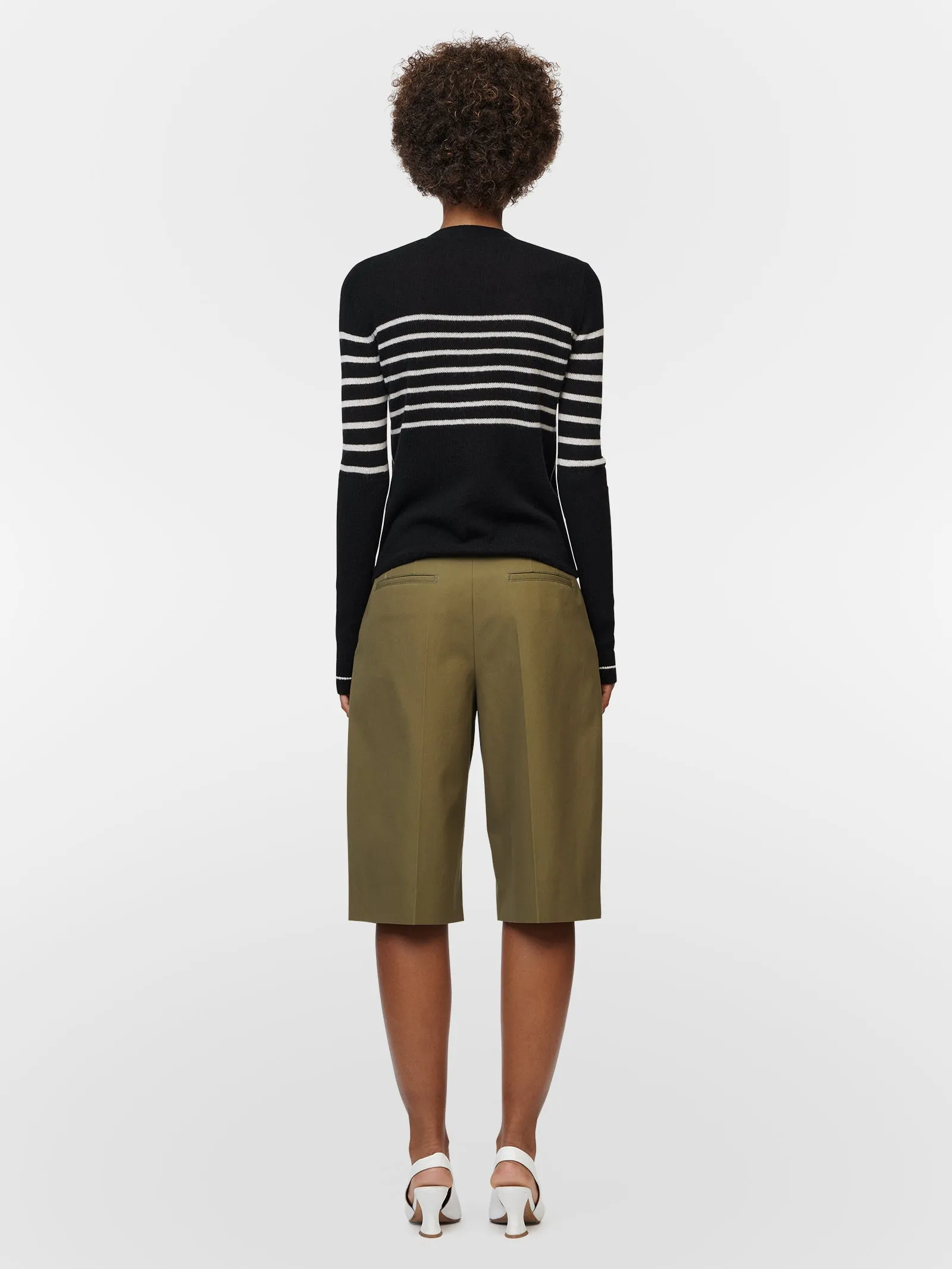 Featherweight V-Cardigan in Black w/ Crema Stripe sold by MARIA McMANUS product image thumbnail 3