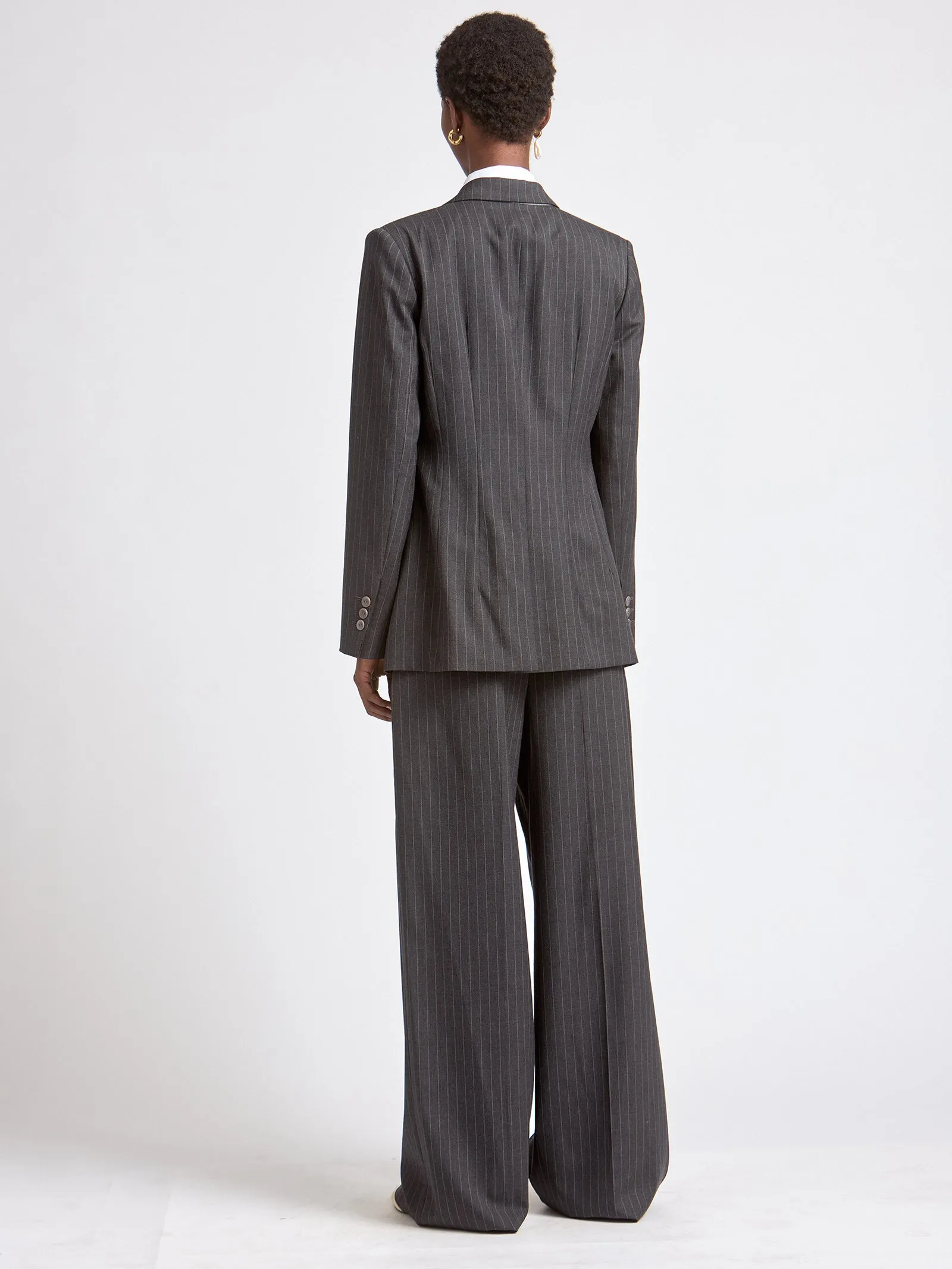 Corseted Riding Jacket in Charcoal Pinstripe sold by MARIA McMANUS product image thumbnail 3