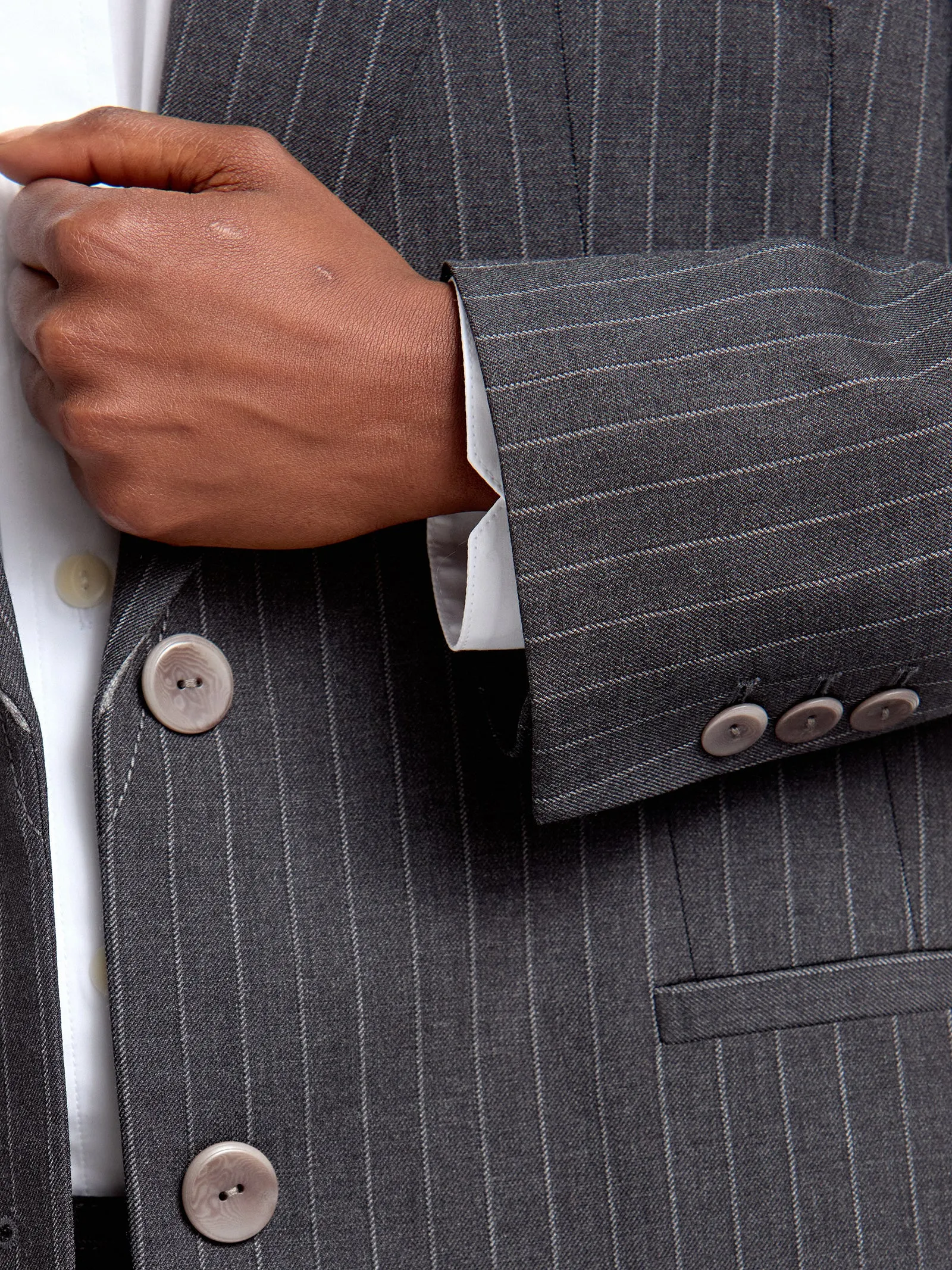 Corseted Riding Jacket in Charcoal Pinstripe sold by MARIA McMANUS product image thumbnail 4