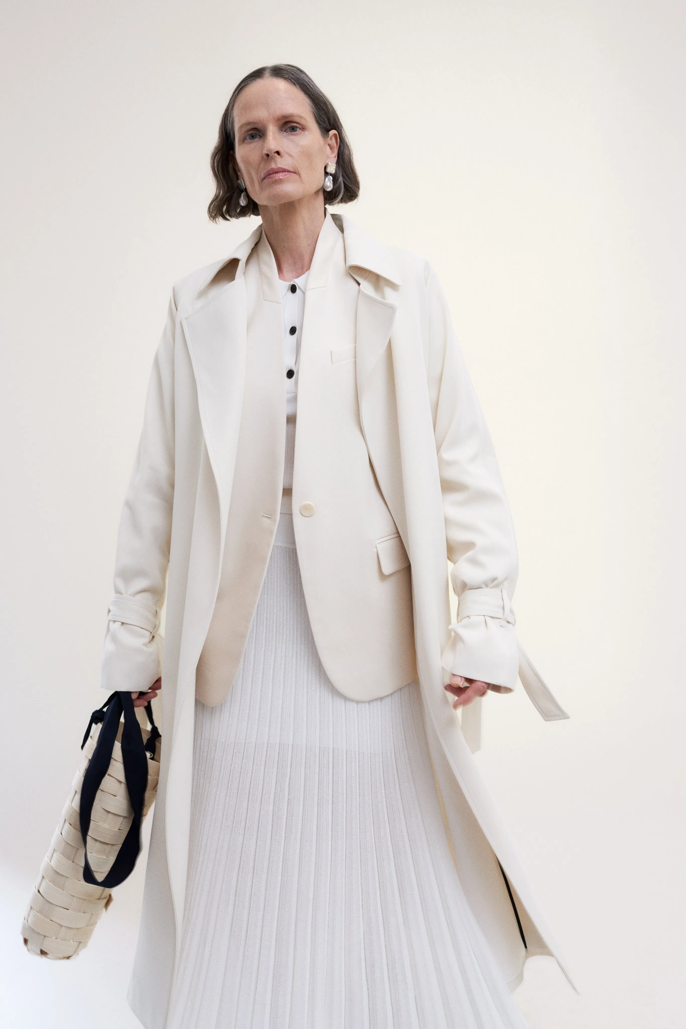 Sheer Pleat Skirt in White sold by MARIA McMANUS product image thumbnail 5