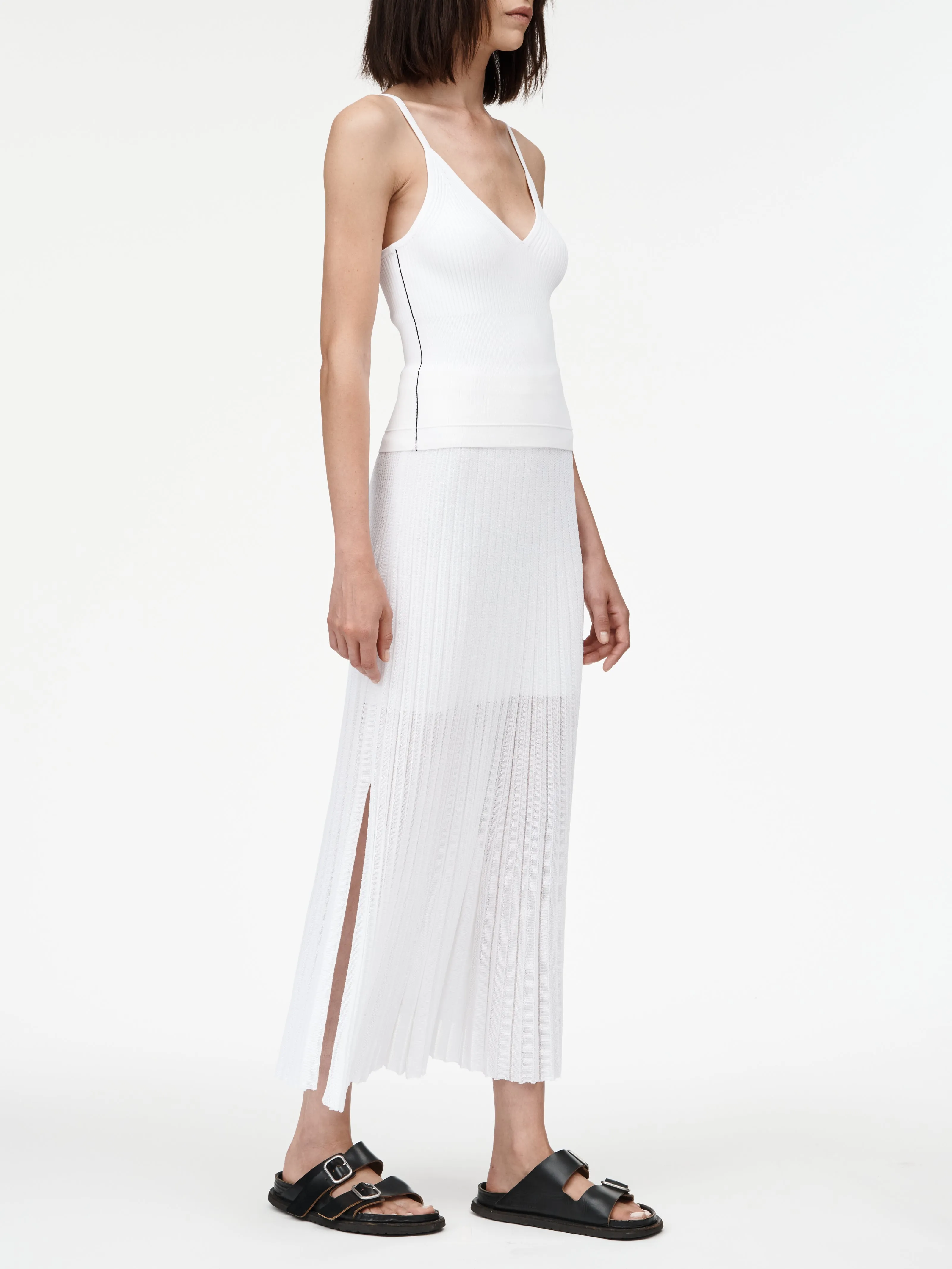 Sheer Pleat Skirt in White sold by MARIA McMANUS