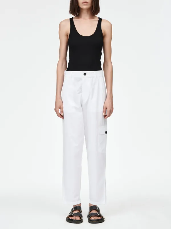Cropped Cargo Pant in White sold by MARIA McMANUS