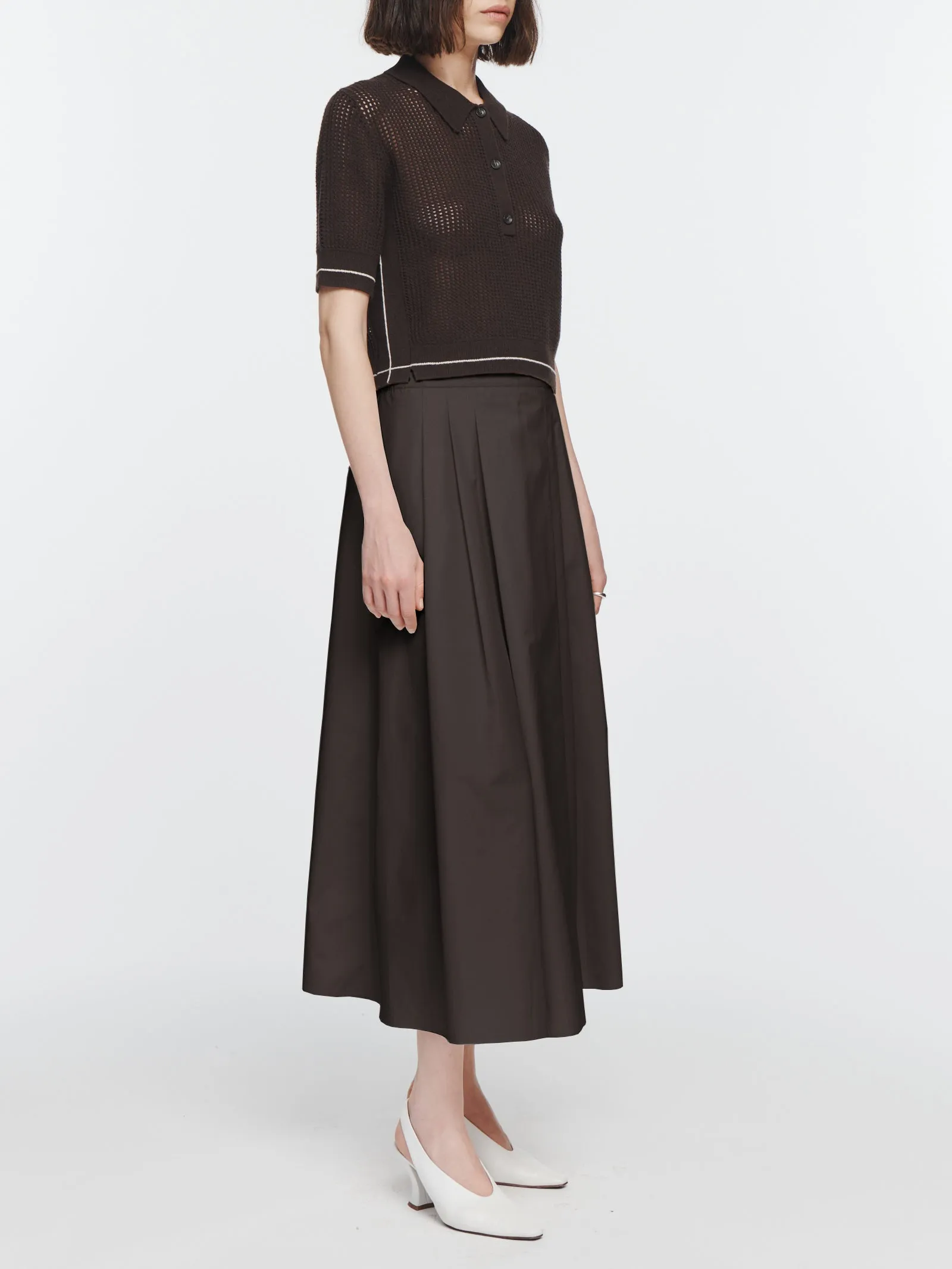 Pleat Front Full Skirt in Chocolate Brown sold by MARIA McMANUS product image thumbnail 2