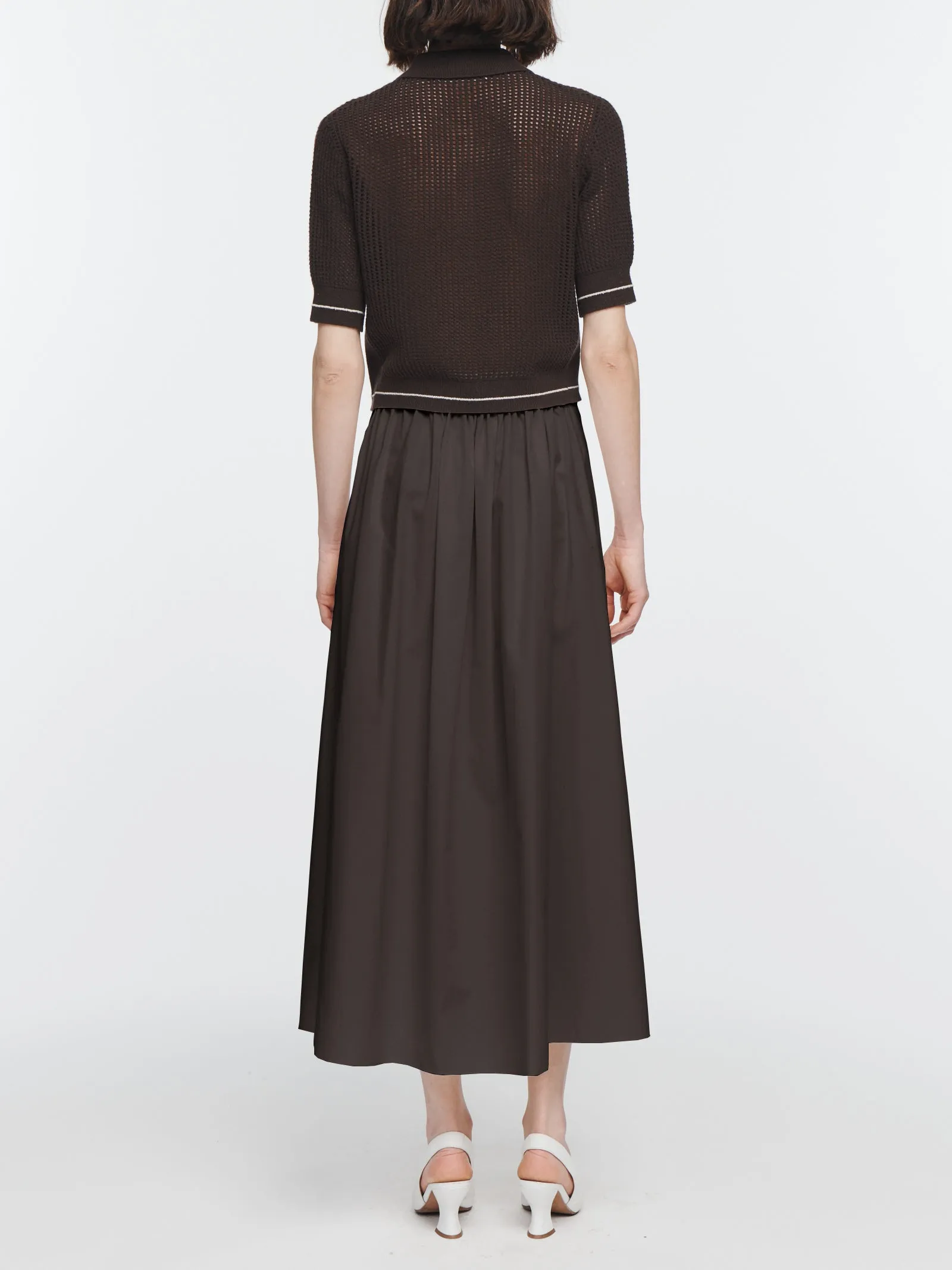 Pleat Front Full Skirt in Chocolate Brown sold by MARIA McMANUS product image thumbnail 3