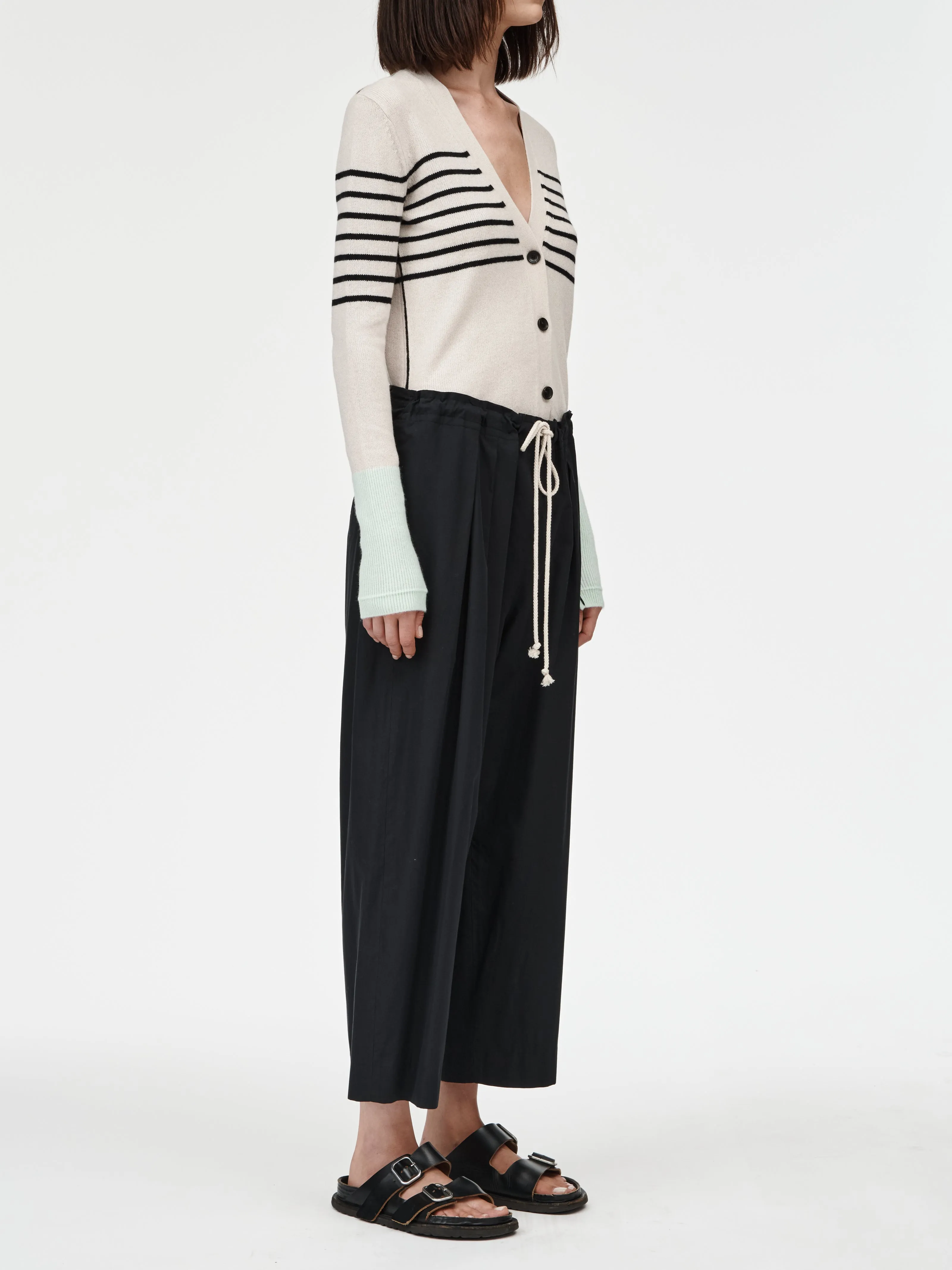 Crop Drawstring Pleat Front Pant in Black sold by MARIA McMANUS product image thumbnail 3