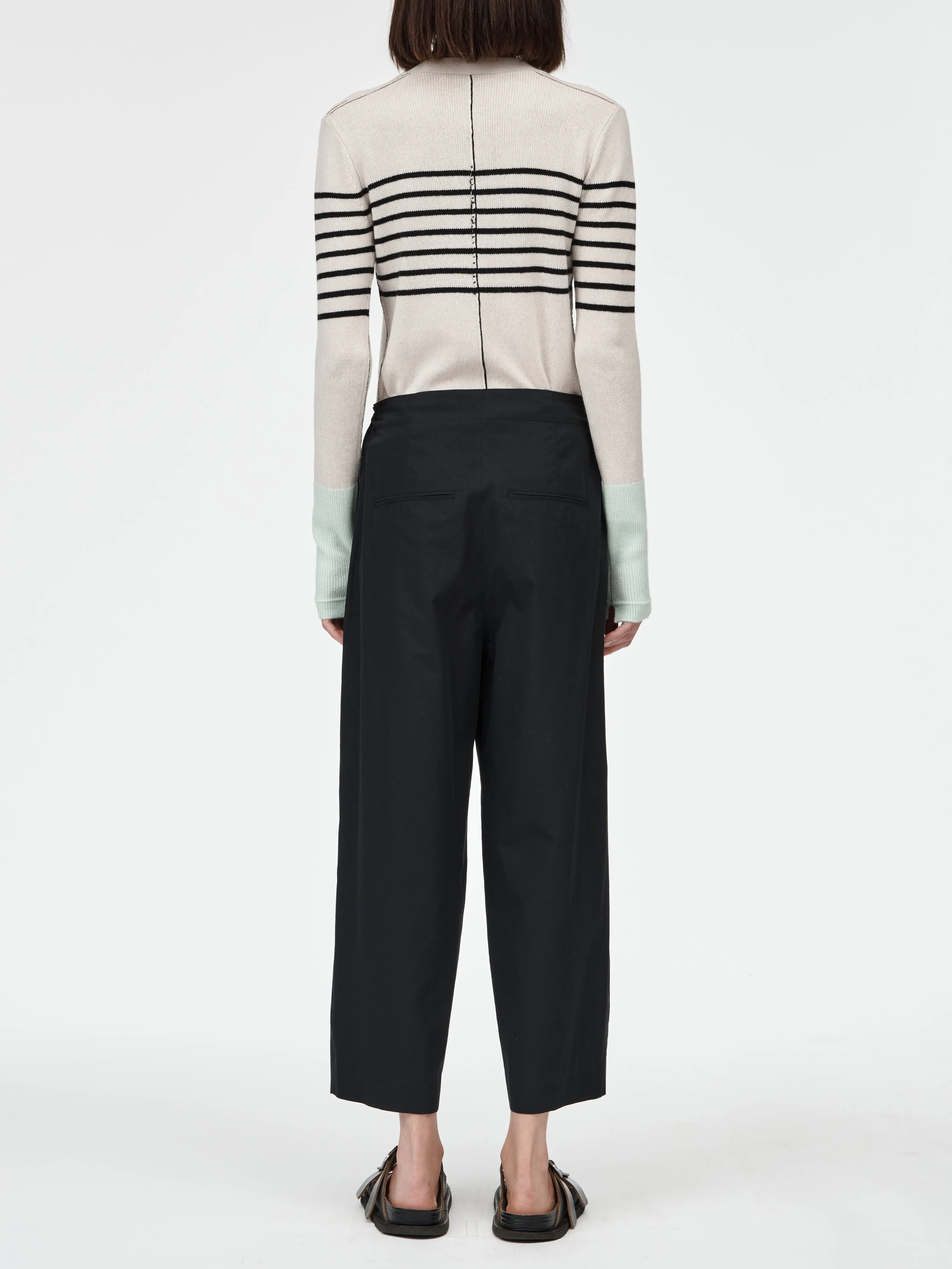 Crop Drawstring Pleat Front Pant in Black sold by MARIA McMANUS product image thumbnail 4