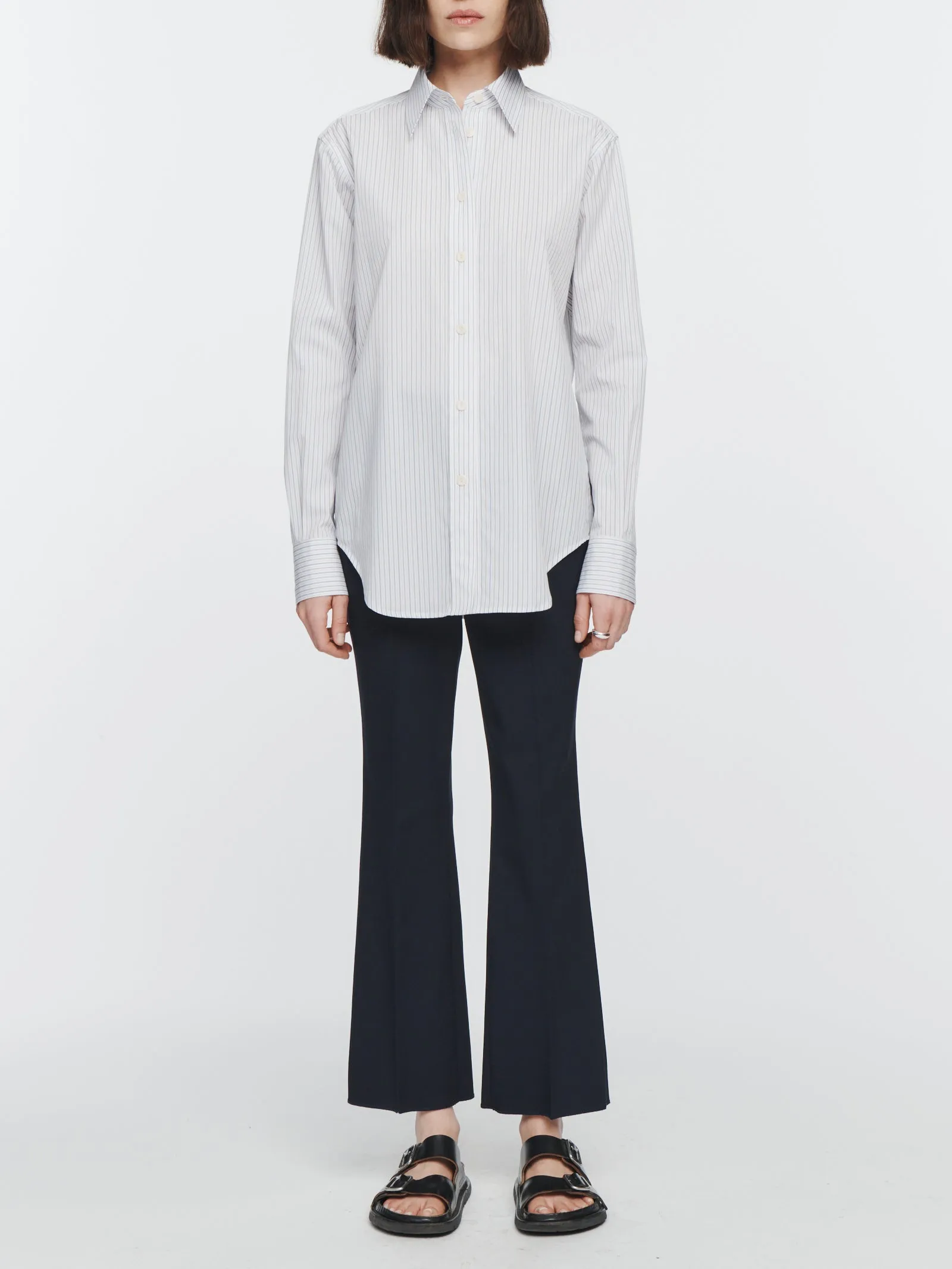 Striped Tunic Shirt in White / Blue / Brown Stripe sold by MARIA McMANUS