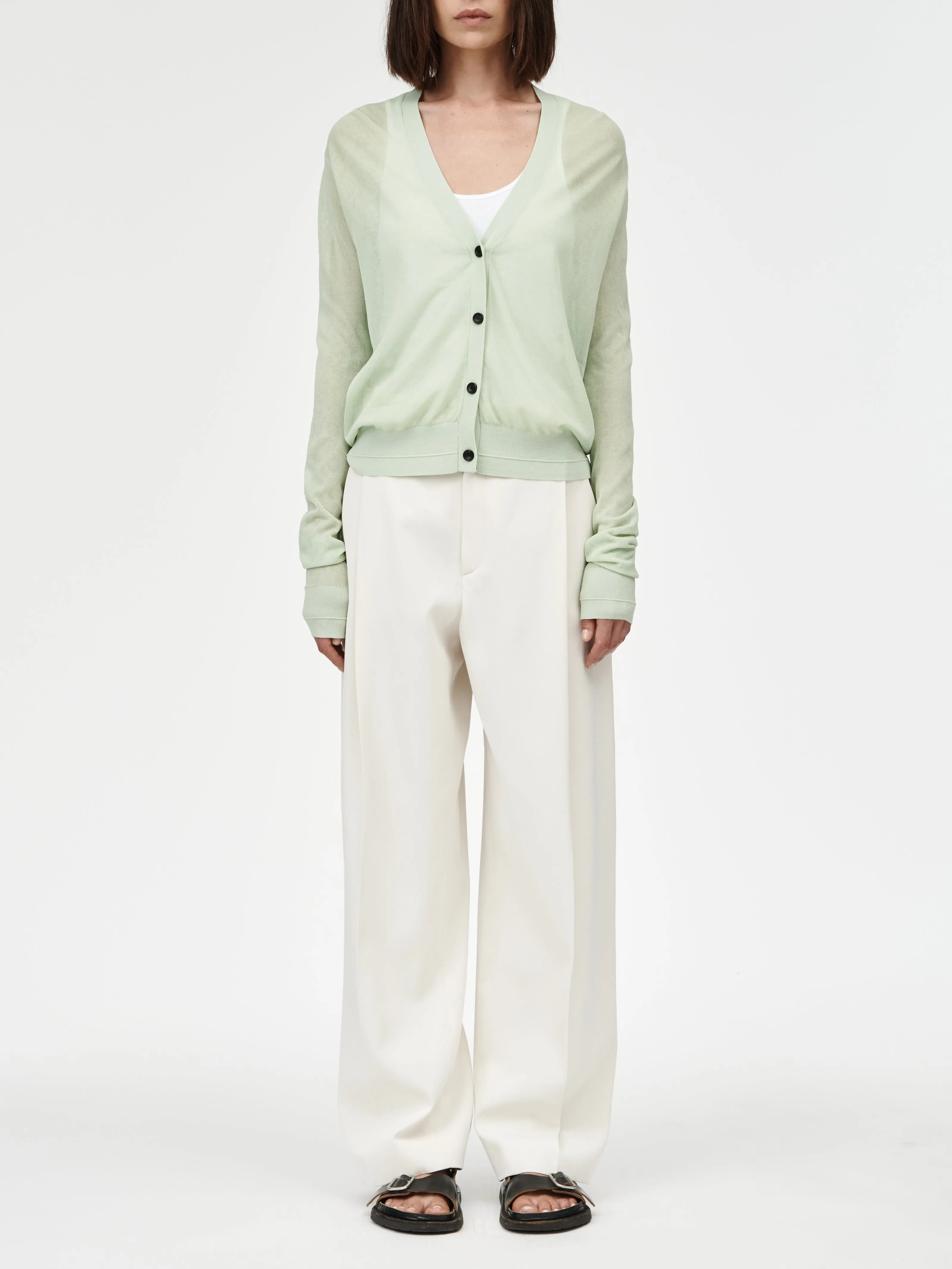 Sheer Cardigan in Aegean Green sold by MARIA McMANUS