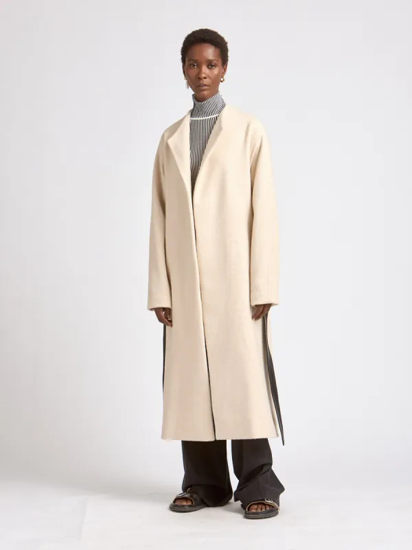 Bouclé Wrap Coat in Crema sold by MARIA McMANUS