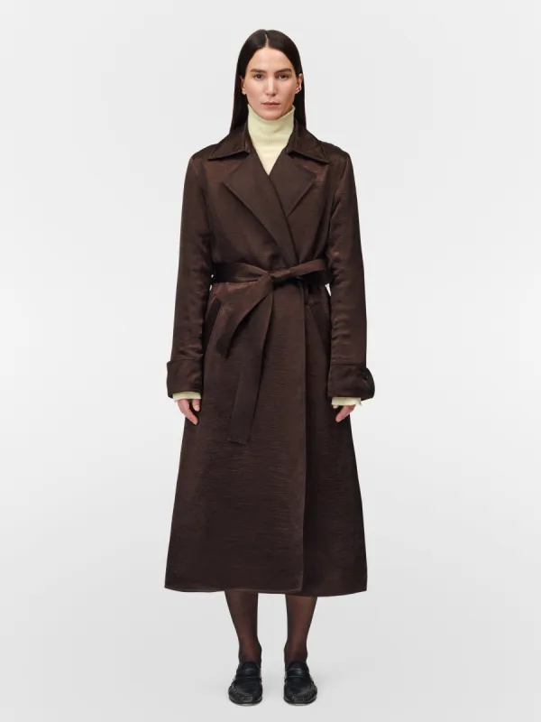 Quilted Trench Coat in Chocolate made by MARIA McMANUS