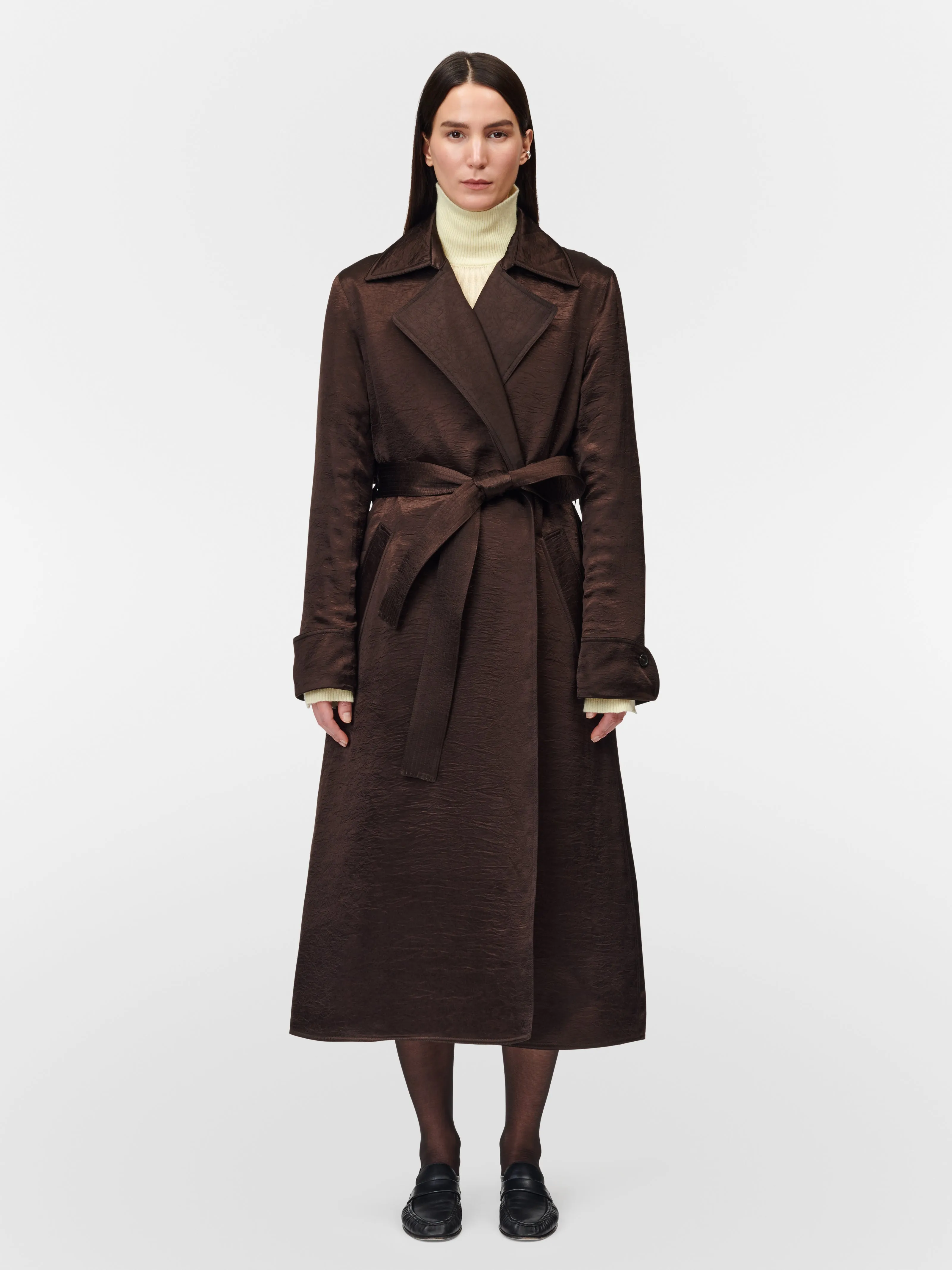 Quilted Trench Coat in Chocolate sold by MARIA McMANUS