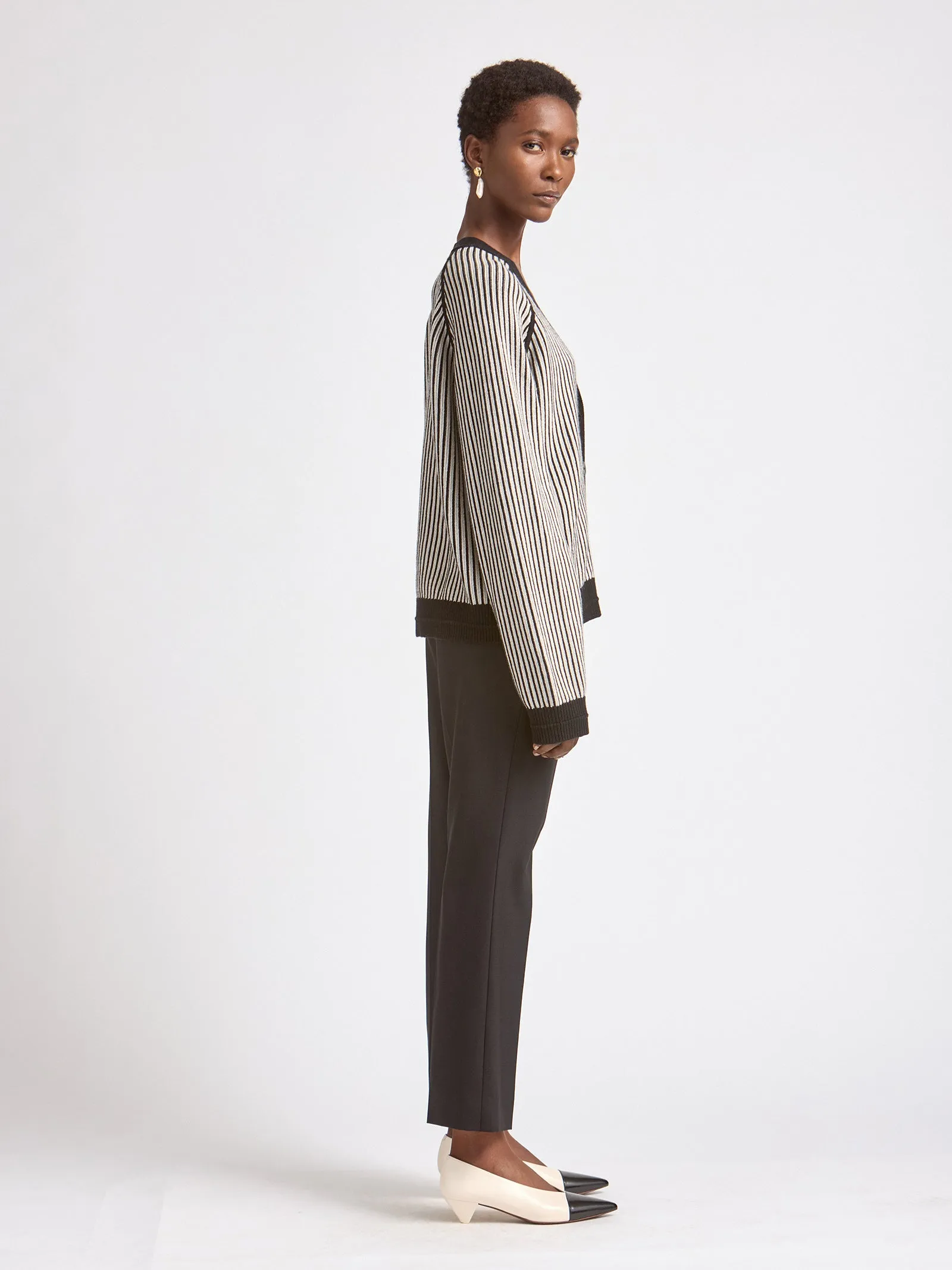 Cocoon Split Sleeve Cardigan in Black Stripe sold by MARIA McMANUS product image thumbnail 2