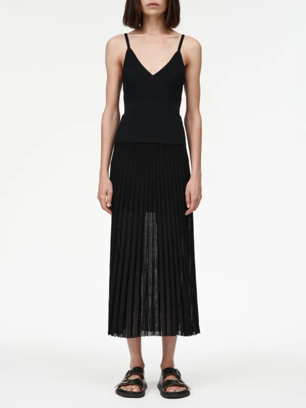 Sheer Pleat Skirt in Black sold by MARIA McMANUS