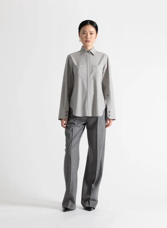 Split Sleeve Shirt in Light Heather Grey made by MARIA McMANUS