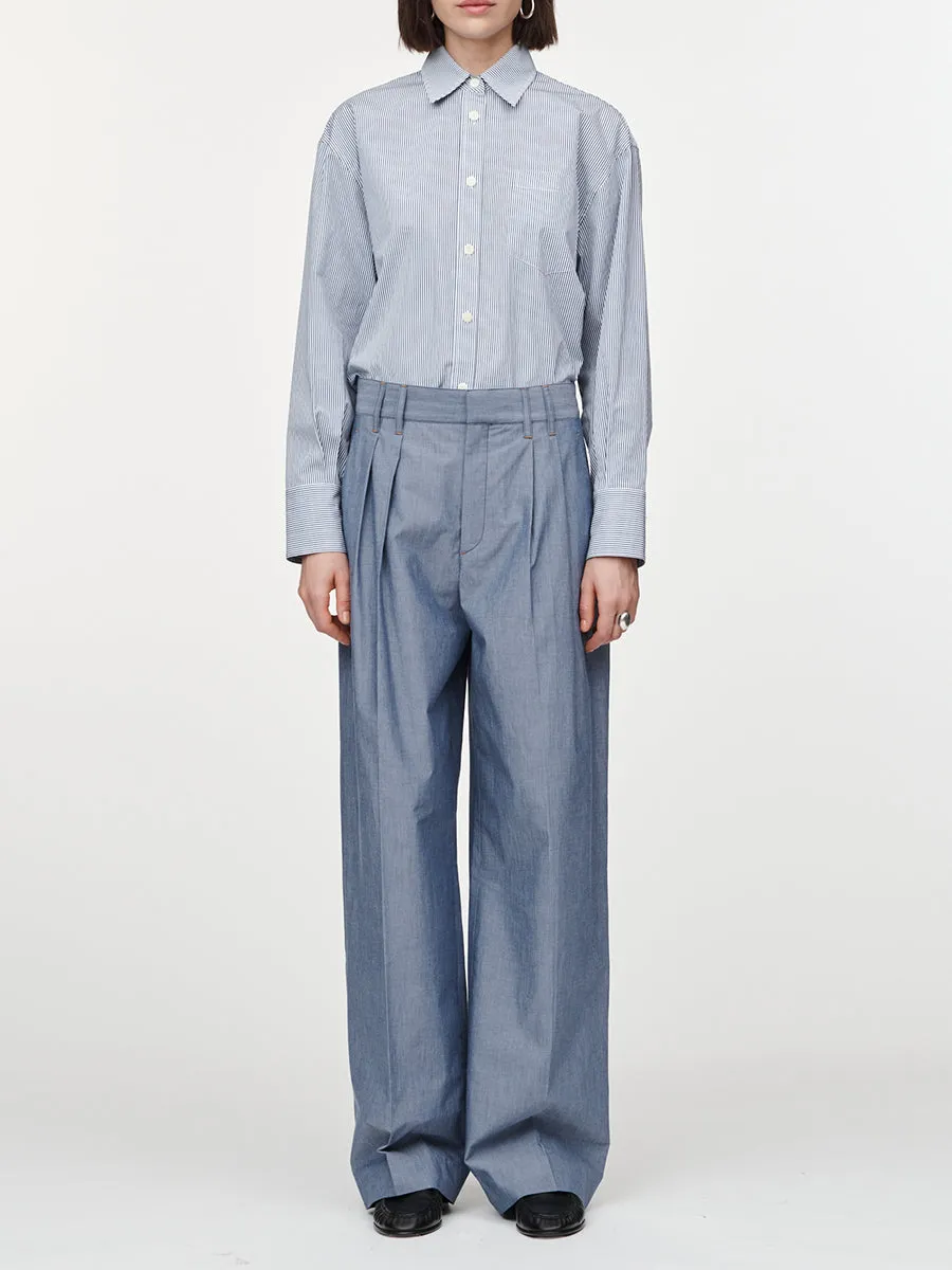 Double Pleat Front Trouser in Chambray sold by MARIA McMANUS product image thumbnail 2