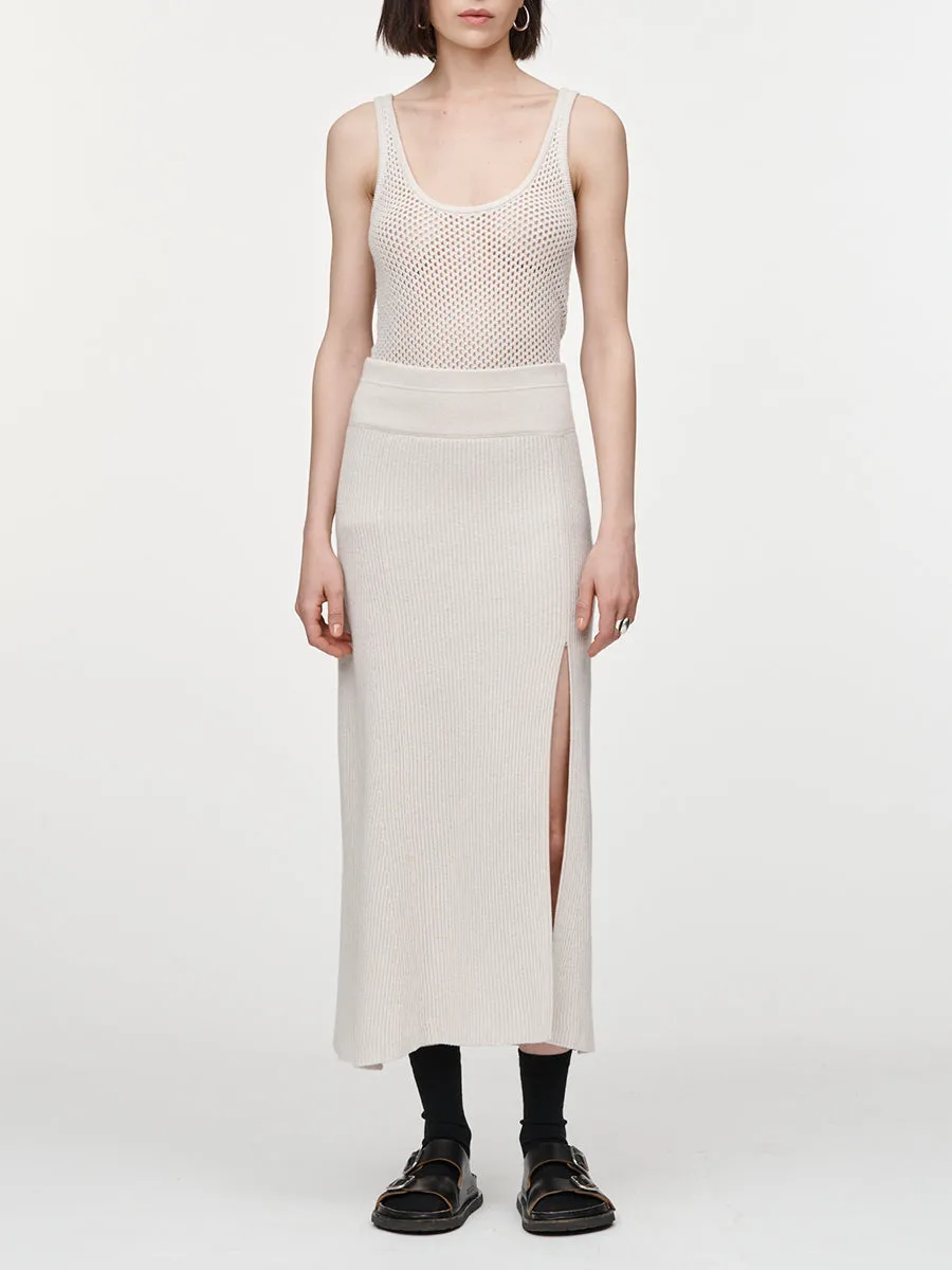 Slit Front Skirt in Ivory sold by MARIA McMANUS