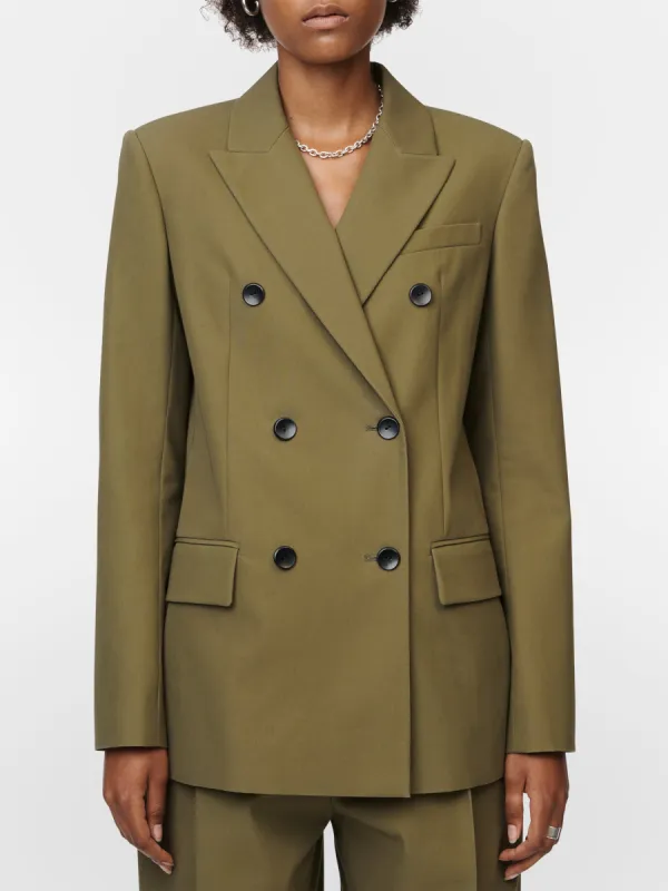 Double Breasted 6 Button Blazer in Loden Green sold by MARIA McMANUS