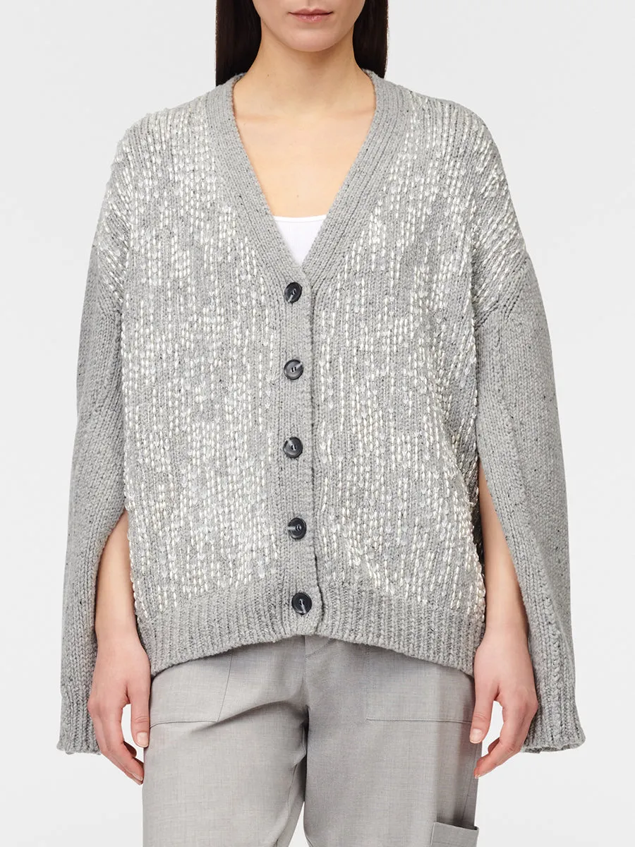 Oversized Hand Beaded Cardigan in Grey sold by MARIA McMANUS product image thumbnail 2