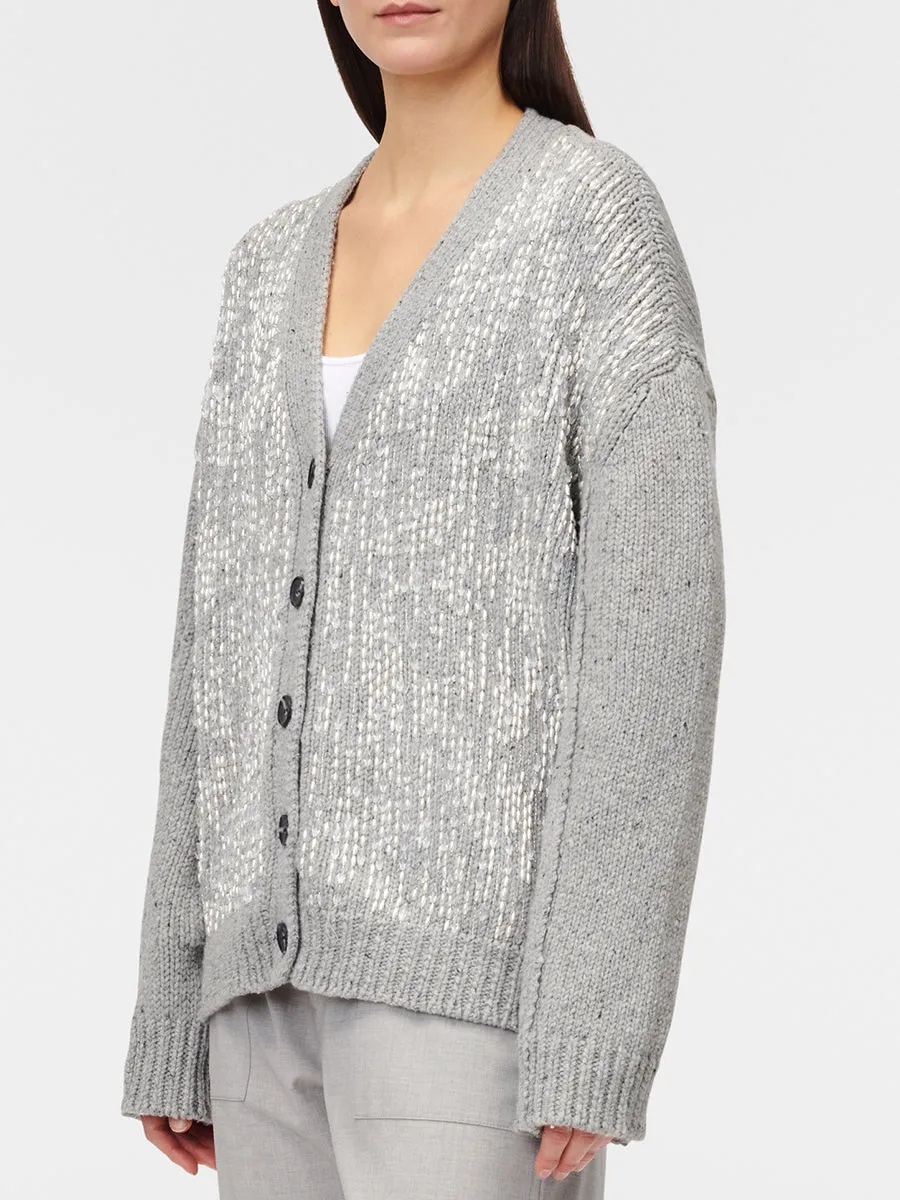 Oversized Hand Beaded Cardigan in Grey sold by MARIA McMANUS product image thumbnail 3