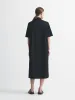 Short Sleeve Pocket Shirt Dress in Black Poplin sold by MARIA McMANUS