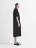 Short Sleeve Pocket Shirt Dress in Black Poplin sold by MARIA McMANUS