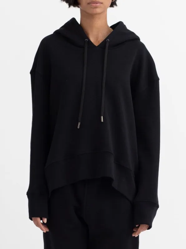 Organic Cotton Trapeze Hoodie in Black made by MARIA McMANUS