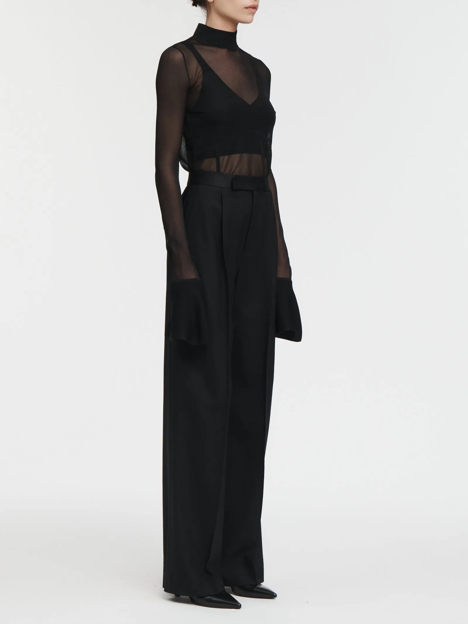 Sheer Corset Bell Sleeve Top in Sheer Black sold by MARIA McMANUS product image thumbnail 3