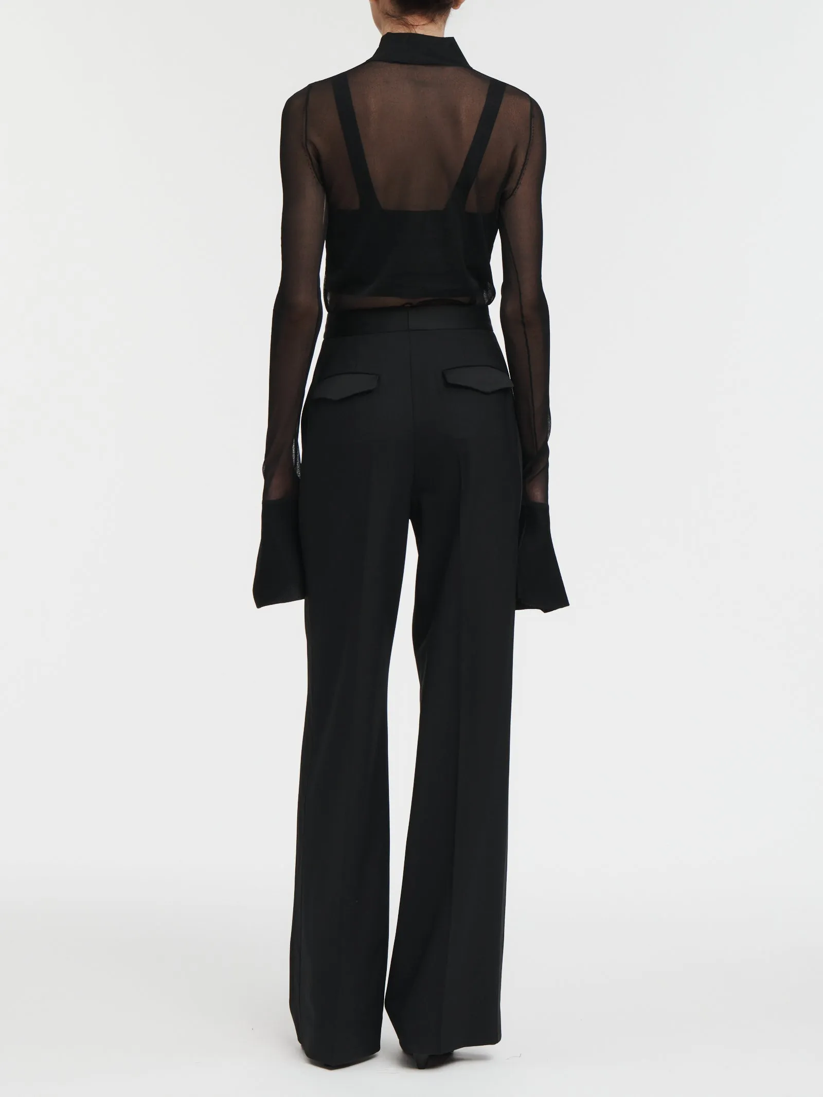 Sheer Corset Bell Sleeve Top in Sheer Black sold by MARIA McMANUS product image thumbnail 4