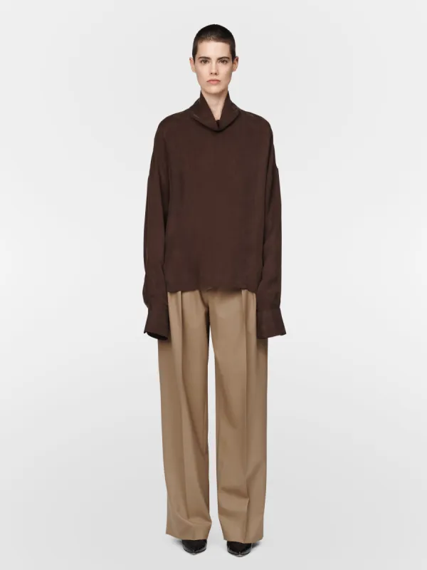 Mock Neck Top in Chocolate sold by MARIA McMANUS