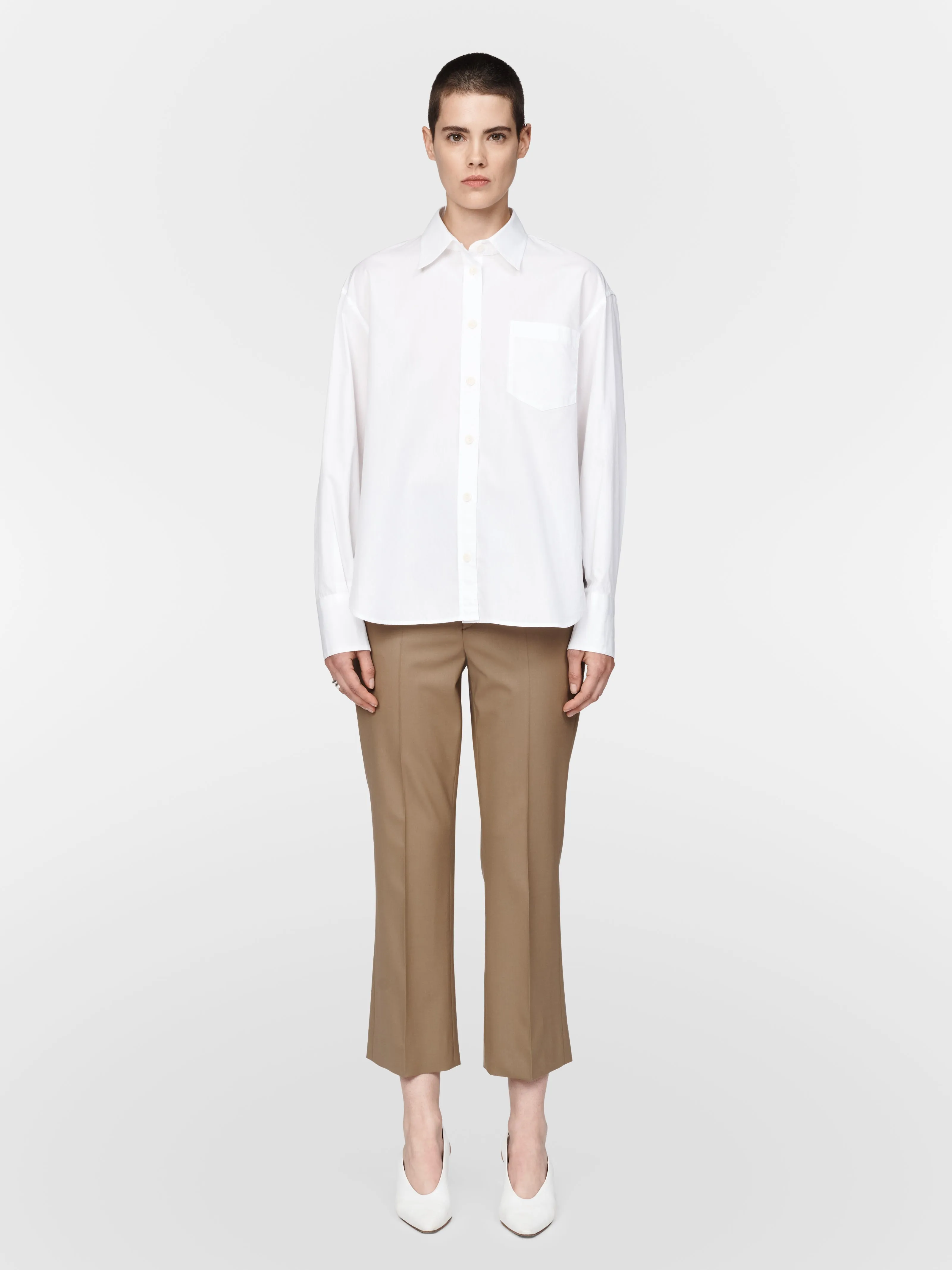 High Waisted Crop Trouser in Toffee sold by MARIA McMANUS