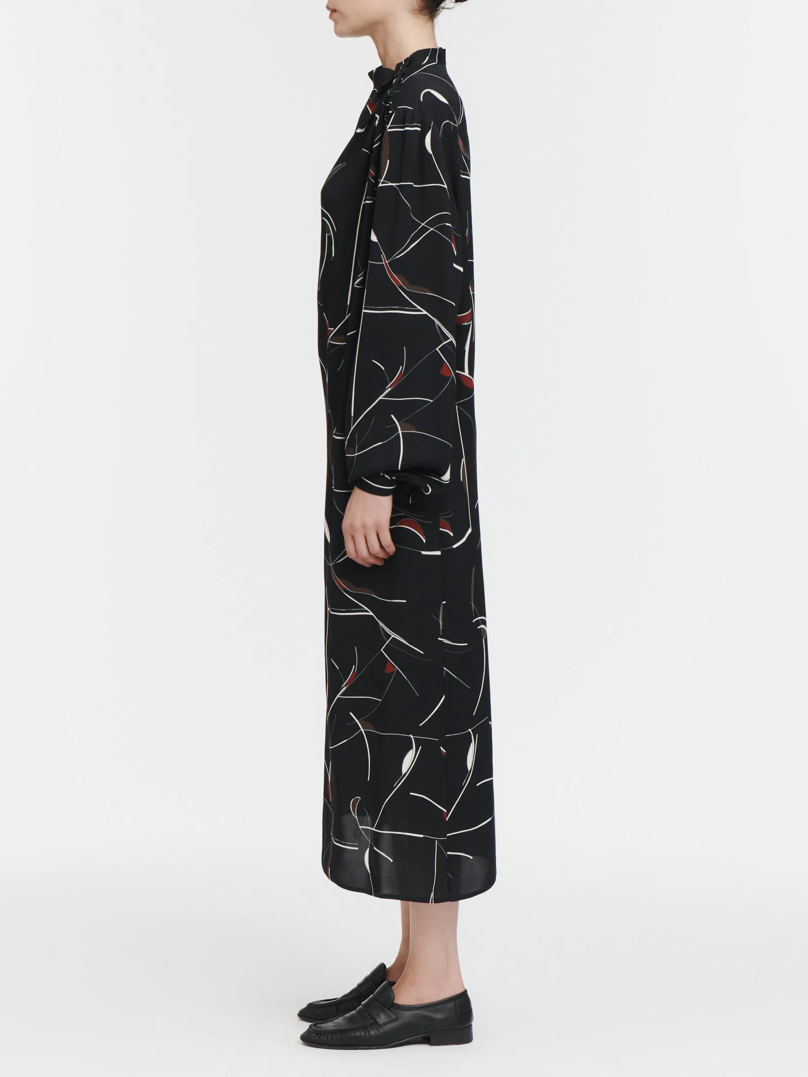 Pleated Blouson Dress in Eileen Grey Lacquer Print sold by MARIA McMANUS product image thumbnail 3