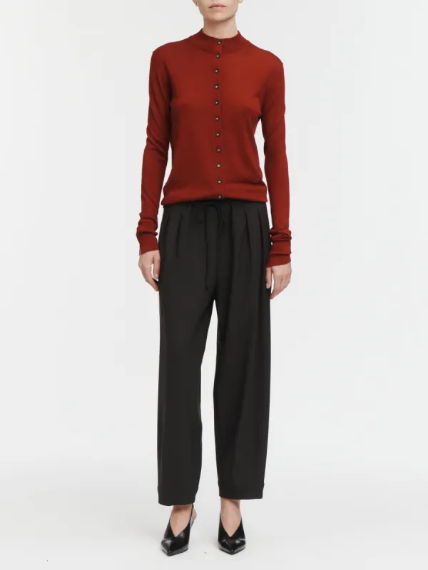 Barrel Leg Drawstring Trouser in Chocolate Brown made by MARIA McMANUS