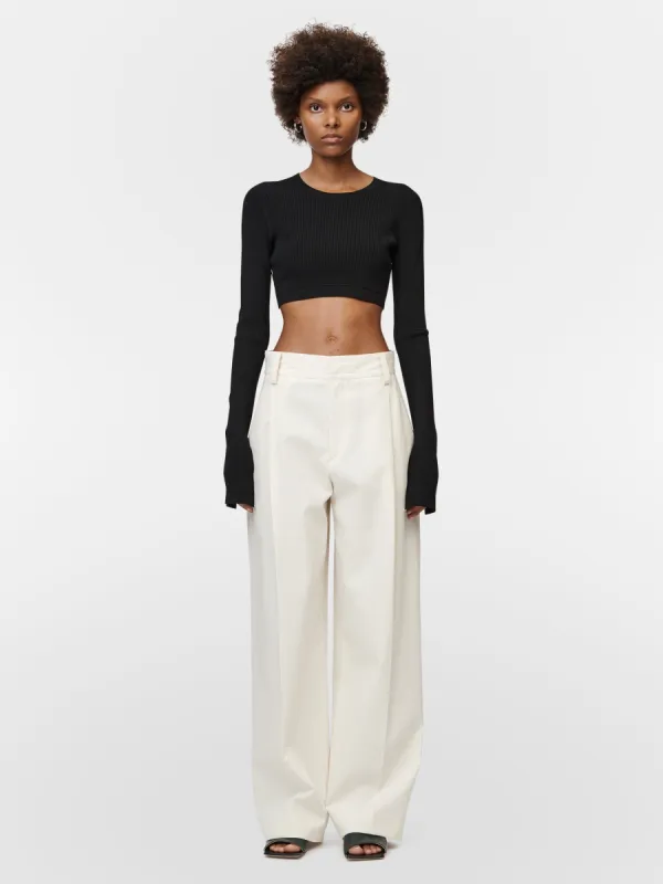 Long Sleeve Crop in Black w/ Ivory Linking sold by MARIA McMANUS