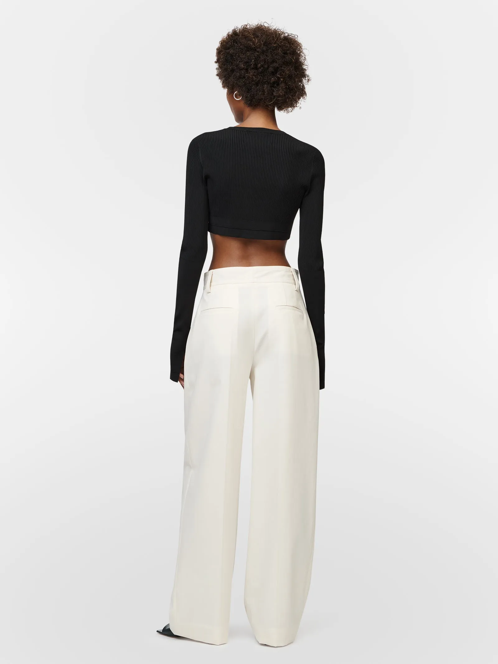 Long Sleeve Crop in Black w/ Ivory Linking sold by MARIA McMANUS product image thumbnail 3