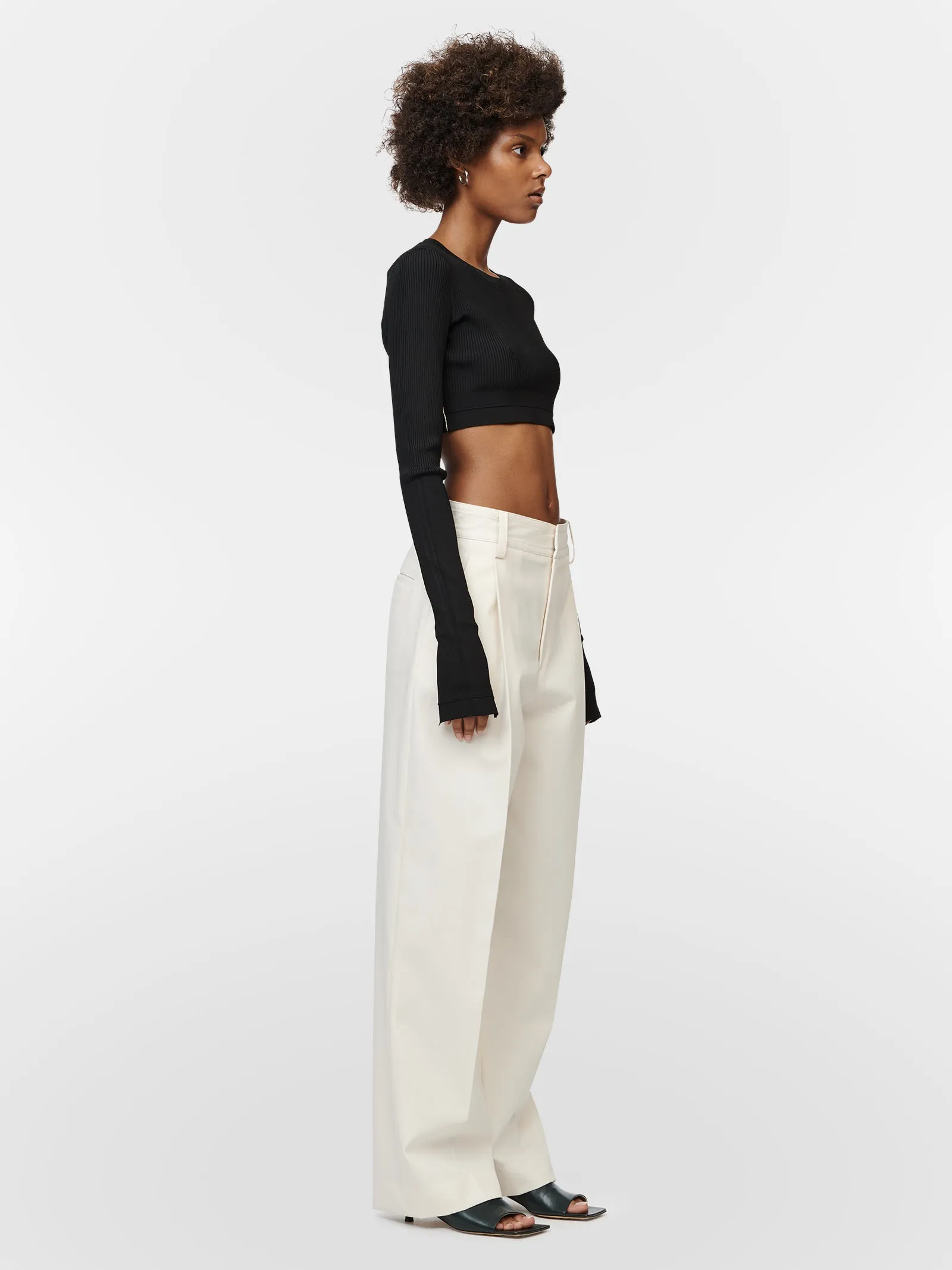 Long Sleeve Crop in Black w/ Ivory Linking sold by MARIA McMANUS product image thumbnail 2