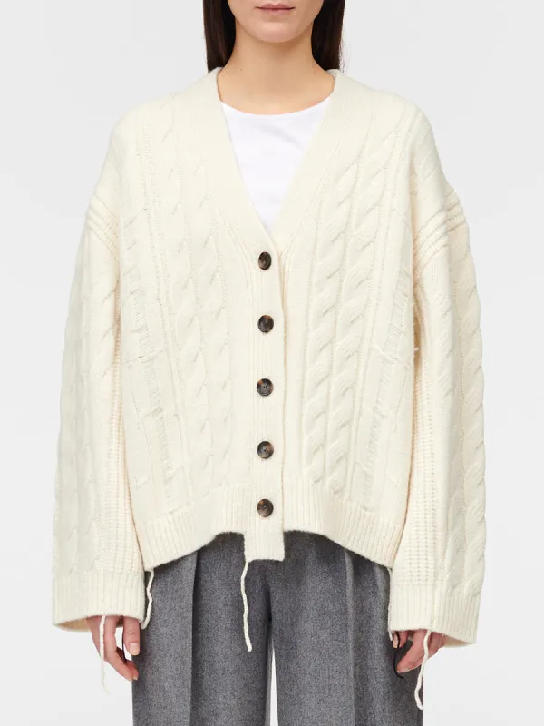 Oversized Aran Cardigan in Ivory sold by MARIA McMANUS