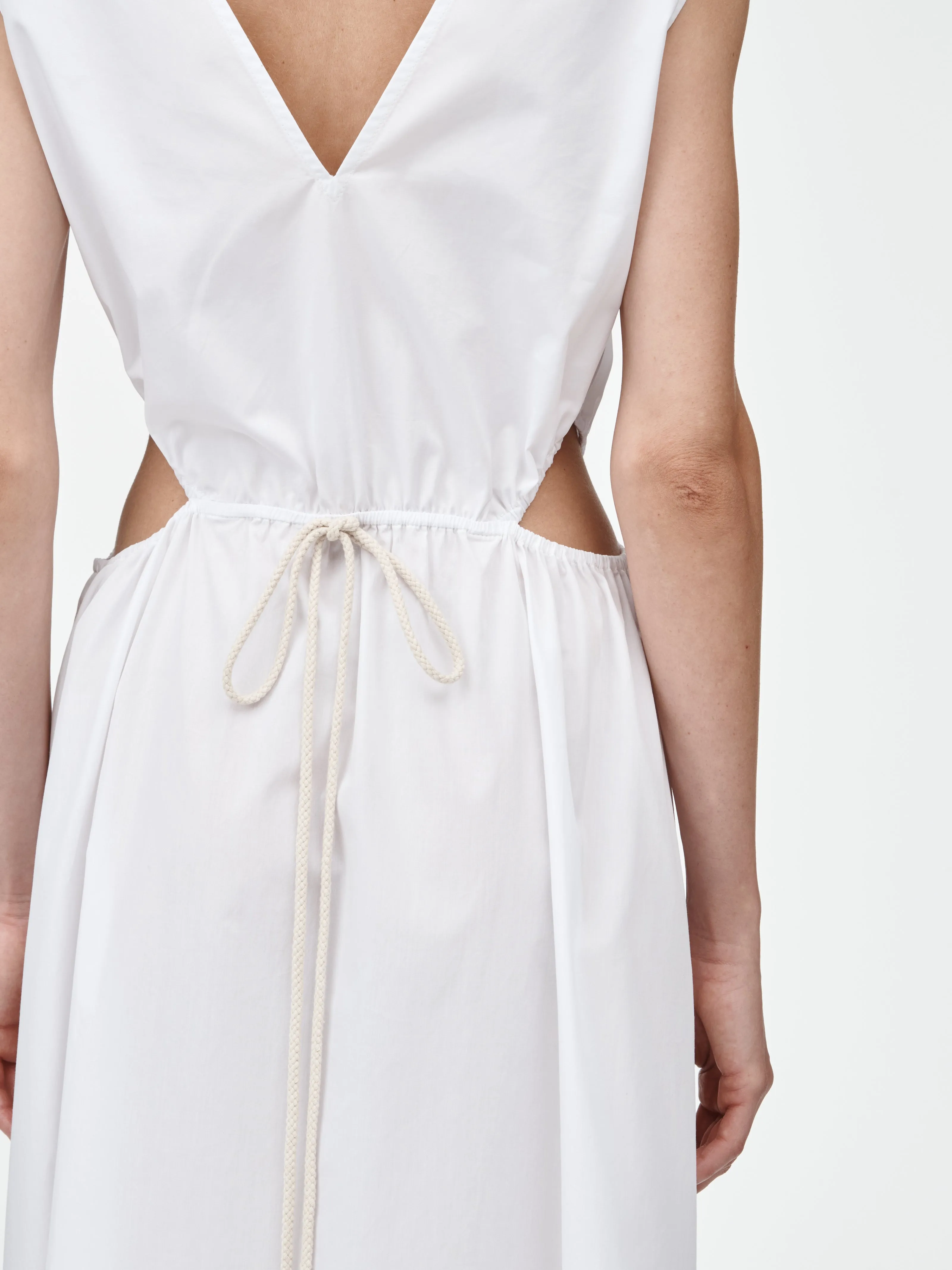 Drawstring Cut Out Dress in White sold by MARIA McMANUS product image thumbnail 3